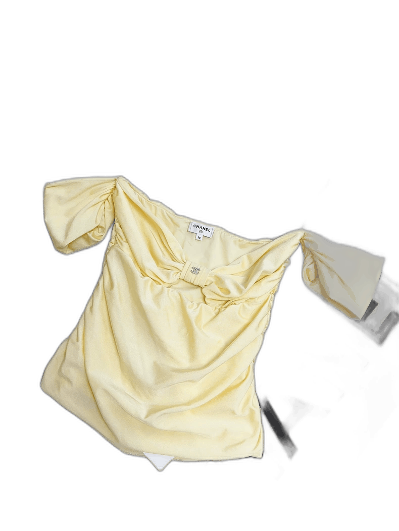 Chanel Chanel 23S Yellow Bow Rhinestone Off-Shoulder Top Size M / US 6-8 / IT 42-44 - 1 Thumbnail