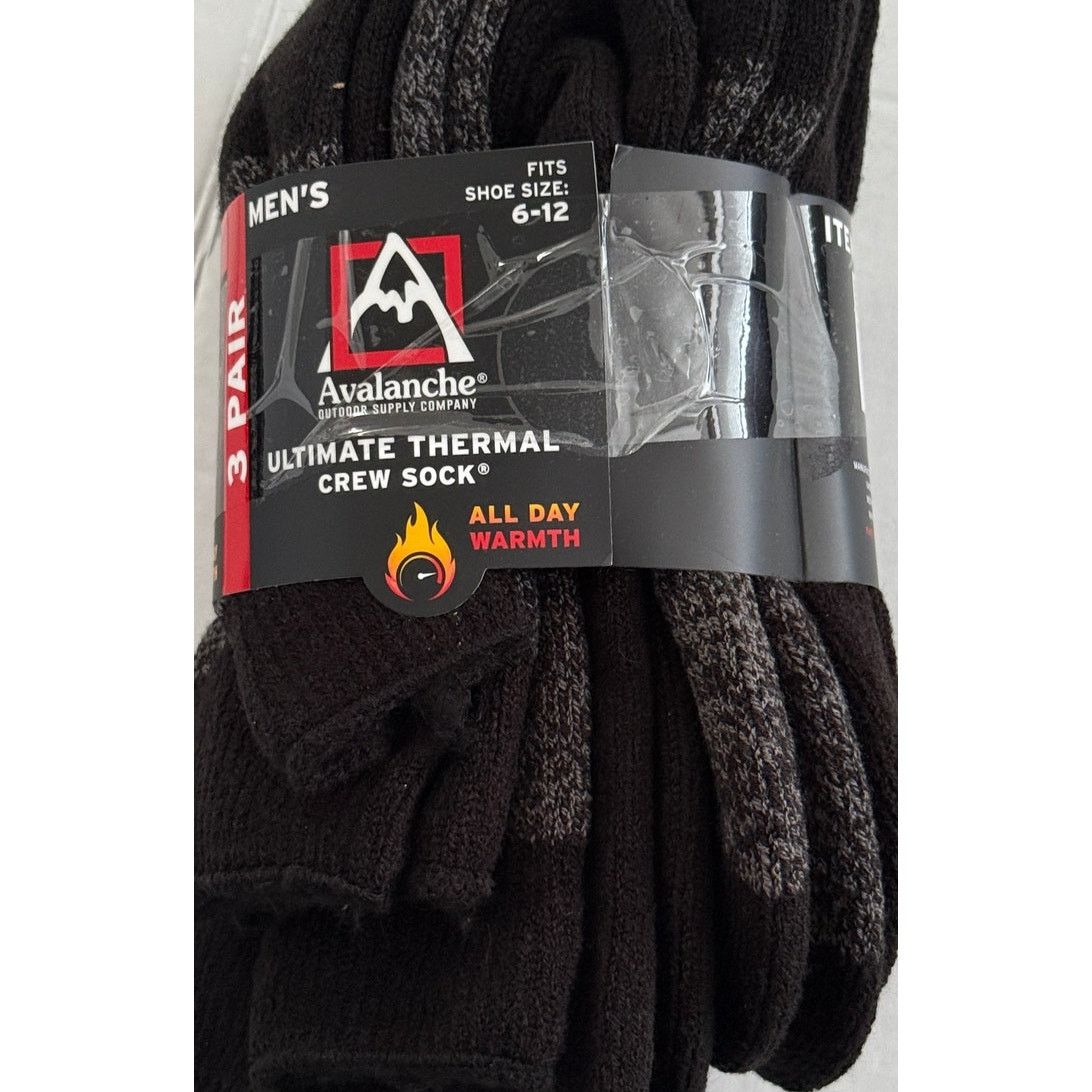 Avalanche Avalanche Outdoor Supply 3pk Thermal Crew Socks Black 6-12 Size ONE SIZE - 5 Thumbnail