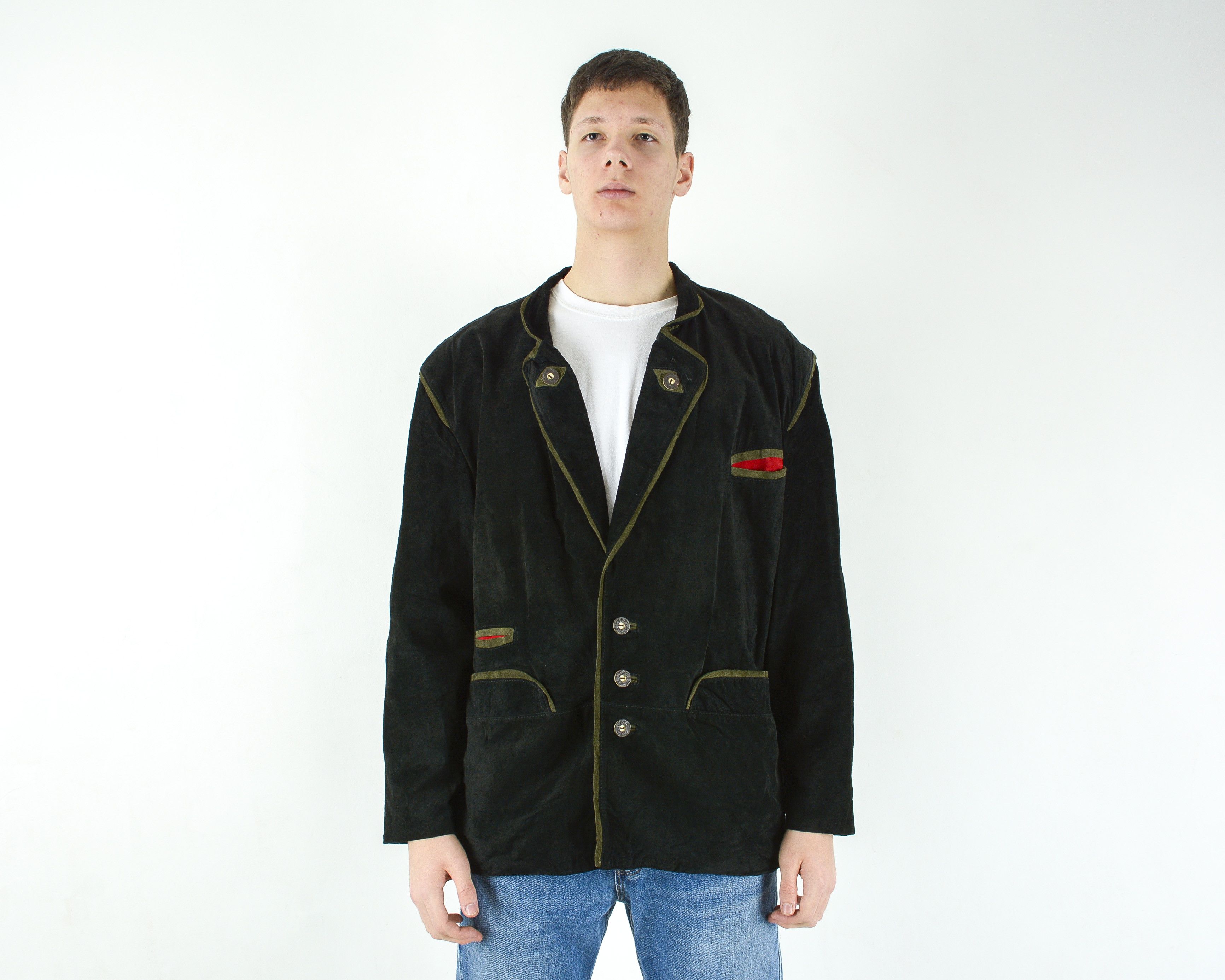 Cowboy Equipment Blazer UK 42 US Suede Leather Jacket Trachten L Coat Jager Size 42R - 1 Thumbnail