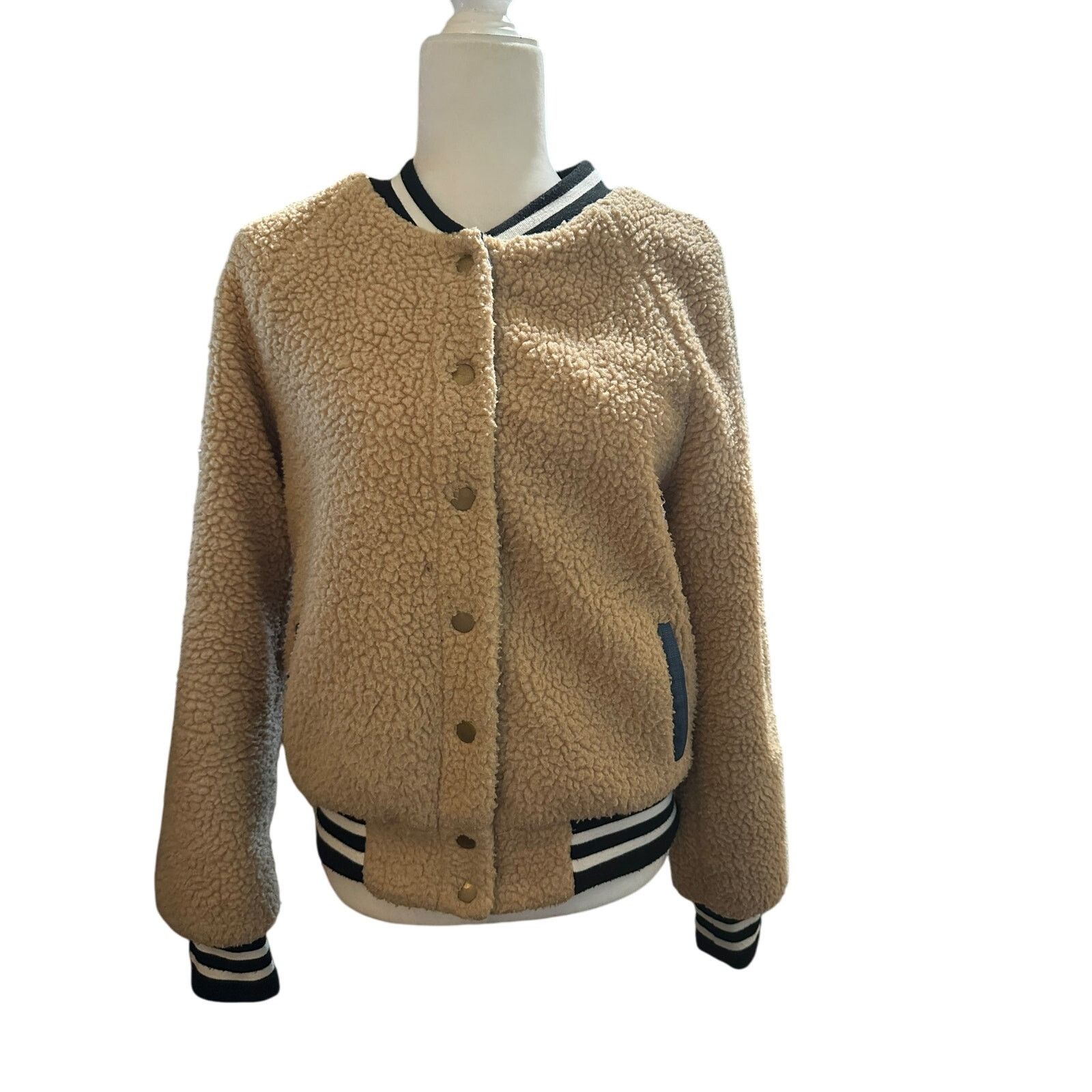 Azalea Azalea Faux Sherpa Varsity Jacket, Size Small Size S / US 4 / IT 40 - 1 Thumbnail