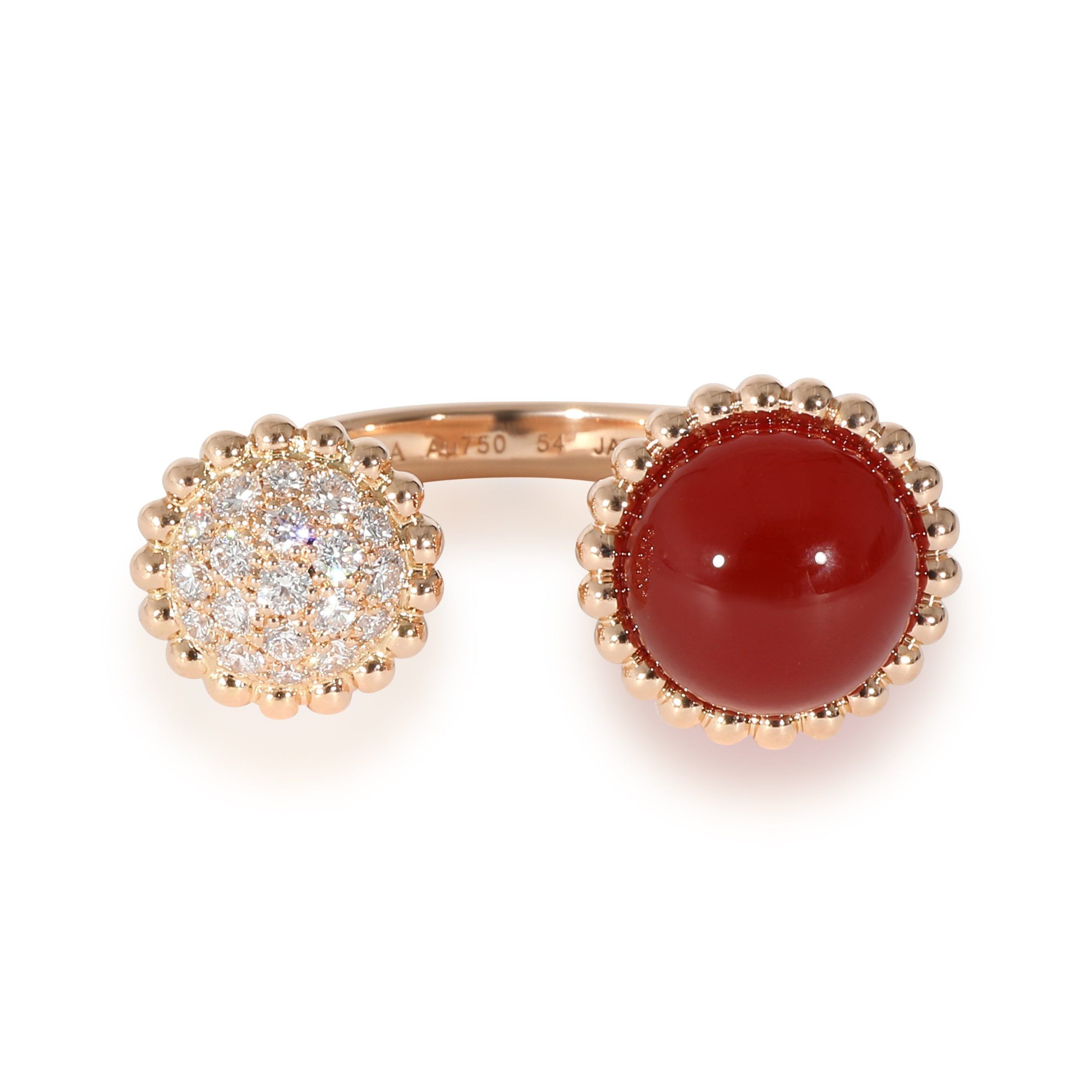 Van Cleef & Arpels Perlee Between The Finger Ring With Carnelian & Diamonds 0.35