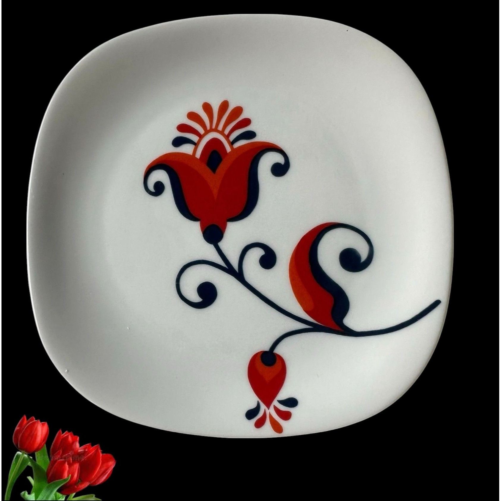 Handmade × Vintage VTG 70s Block Langenthal Transition Bread Plates 6 piece Red Size ONE SIZE - 4 Thumbnail