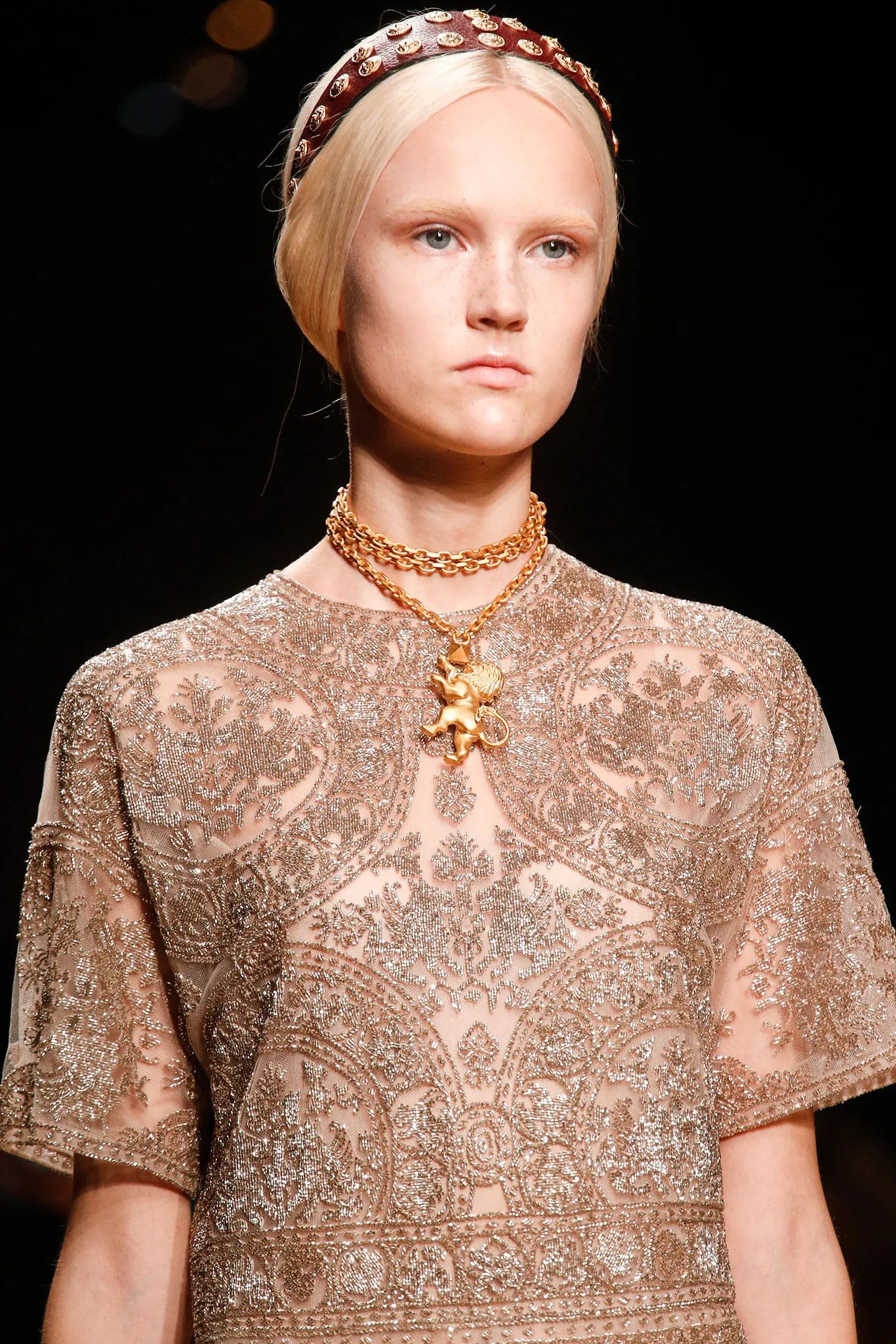 Valentino Valentino Spring 2014 Gold Bead Embellished Tulle Playsuit Size S / US 4 / IT 40 - 9 Thumbnail