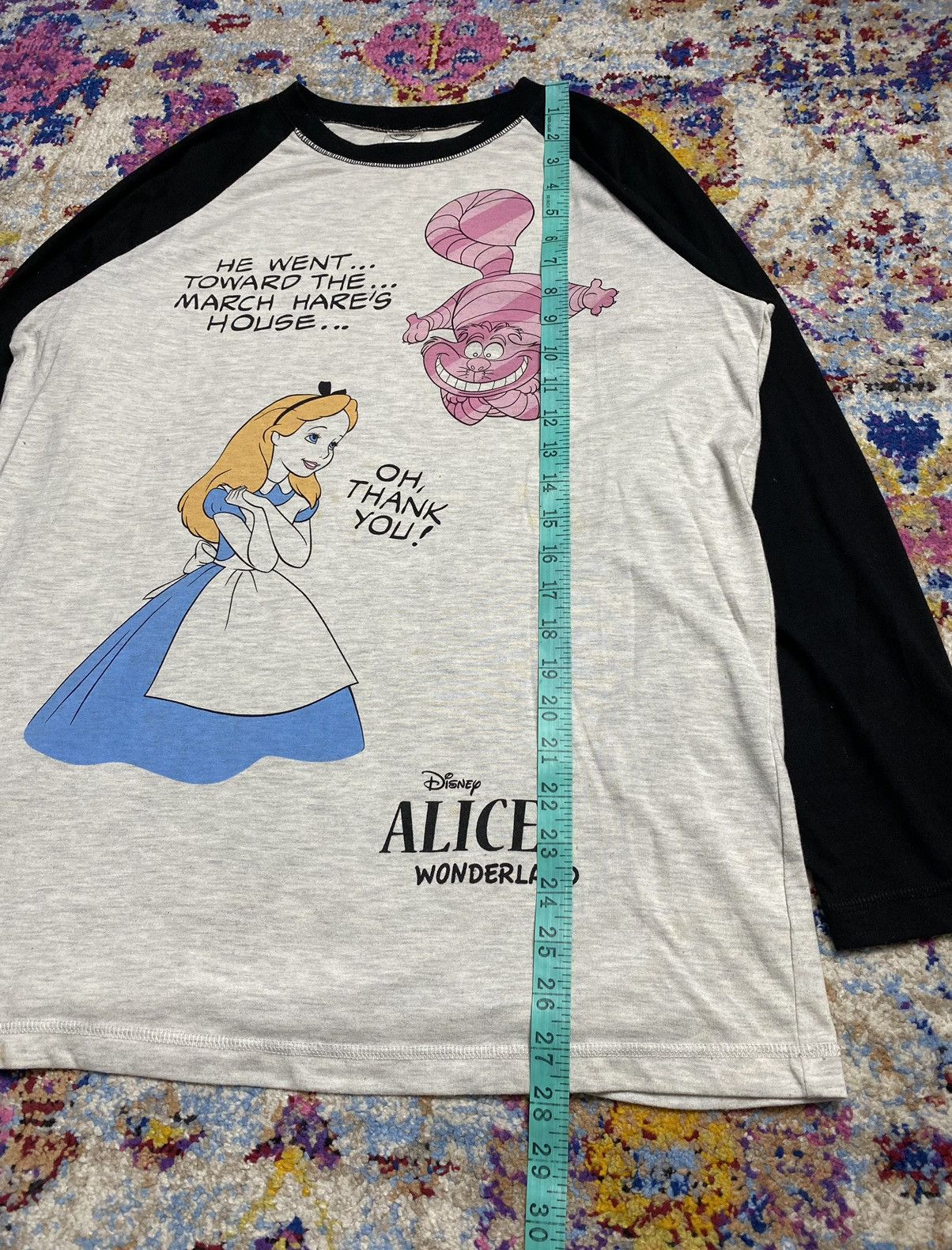 Disney × Vintage Vtg Disney Alice in Wonderland 3 Quarters long sleeve tees Size US L / EU 52-54 / 3 - 10 Thumbnail