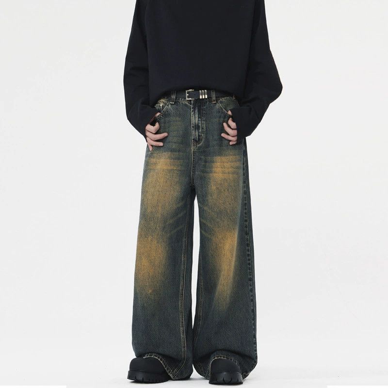 Vintage Retro washed distressed men's loose straight baggy jeans Size US 32 / EU 48 - 2 Thumbnail