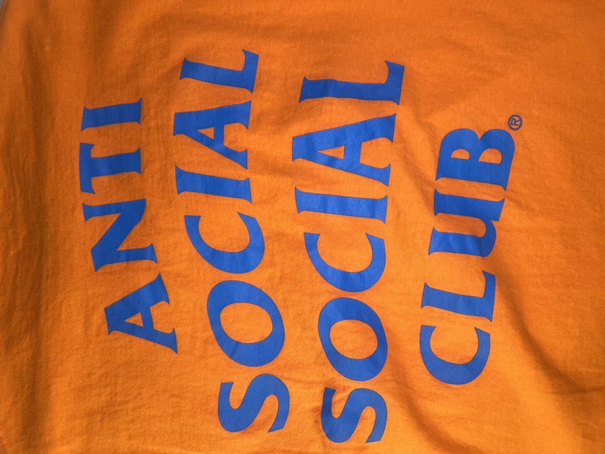 Anti Social Social Club ASSC bright orange t shirt with blue print Size US L / EU 52-54 / 3 - 11 Thumbnail