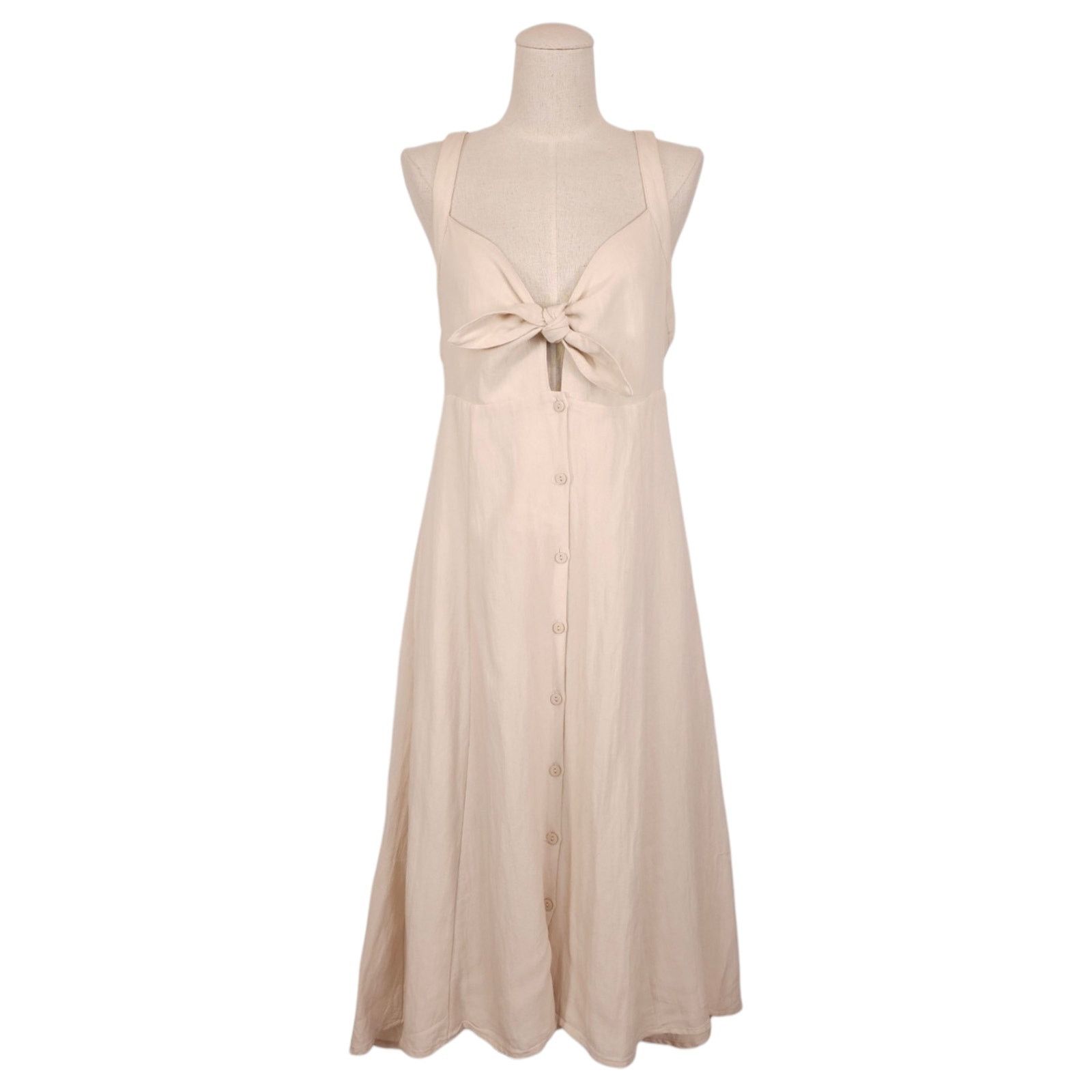 ASTR The Label ASTR The Label Tie Front Midi Dress Natural Sz Medium Size M / US 6-8 / IT 42-44 - 1 Thumbnail