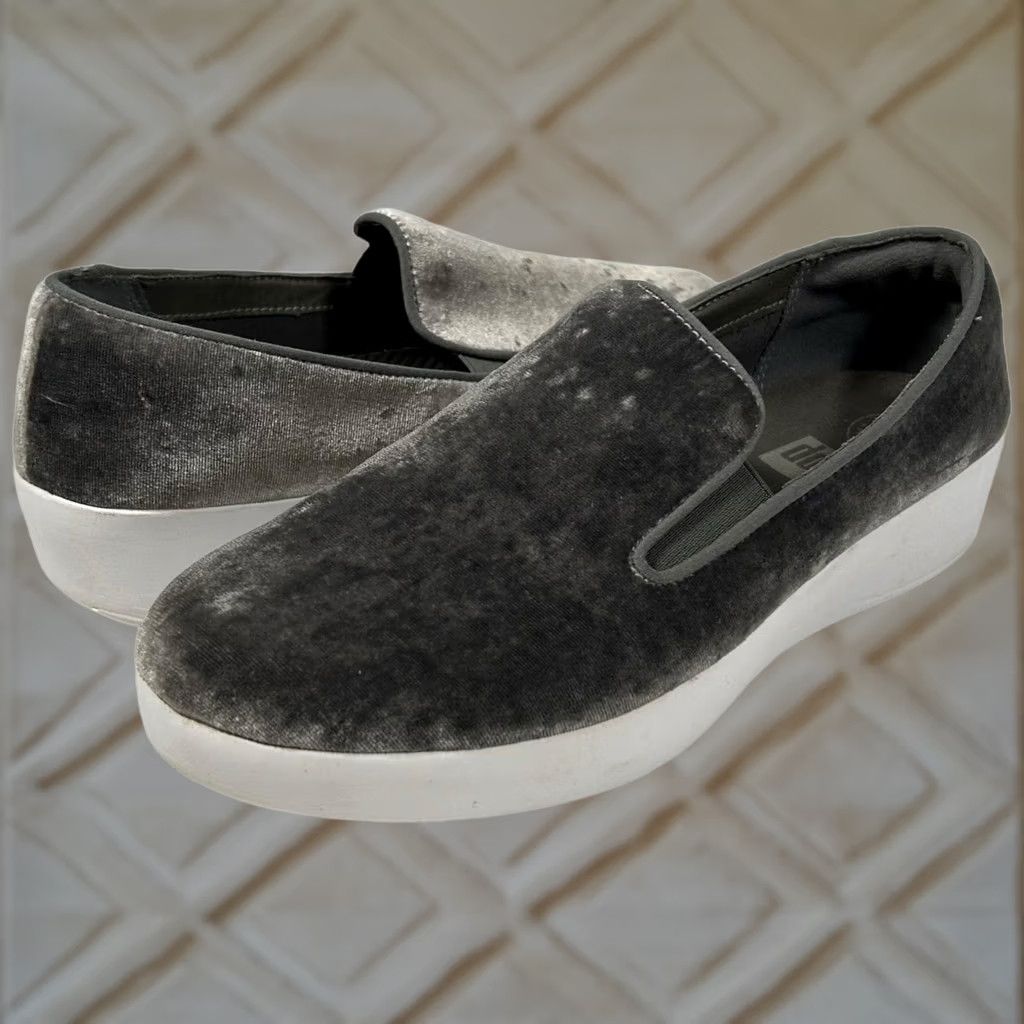 Vintage FitFlop Superskate Velvet Slip-On Platform Loafer Womens 6.5 Grey Size US 7 / IT 37 - 1 Thumbnail