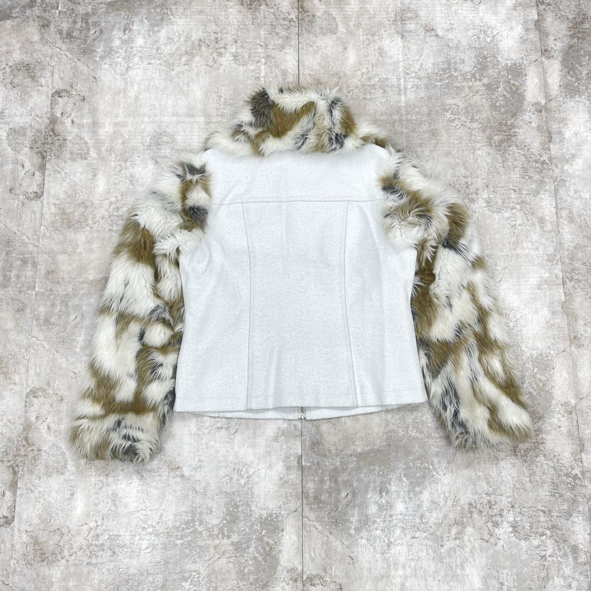 Japanese Brand Y2K WHITE PAINTED LEATHER + FAUX FUR JACKET ARCHIVE Size US XS / EU 42 / 0 - 5 Thumbnail
