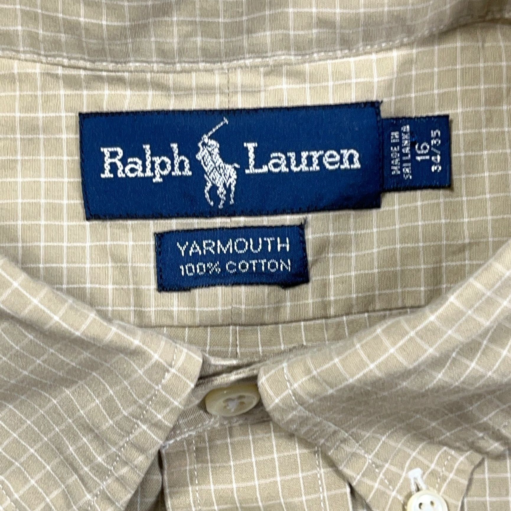 Ralph Lauren Ralph Lauren Shirt Men L Beige Check Button-Up Embroidered Logo Button Colorful Preppy Modern Mens Size 42R - 3 Thumbnail
