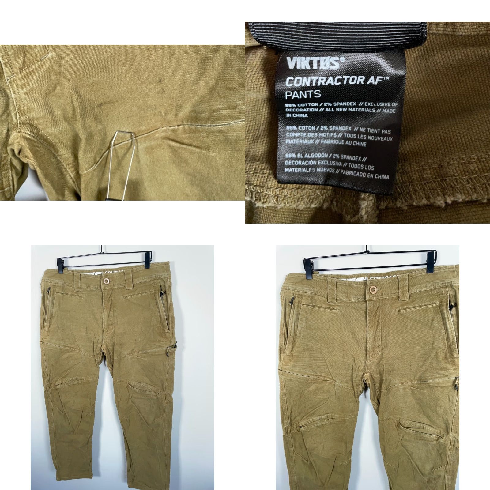 Vintage VIKTOS Contractor AF Pants Men's 38 x 32 Green Chino Workwear Pockets Stretch Flat Front Zip Fly Mid Rise Regular Inseam 30" Size US 38 / EU 54 - 9 Thumbnail