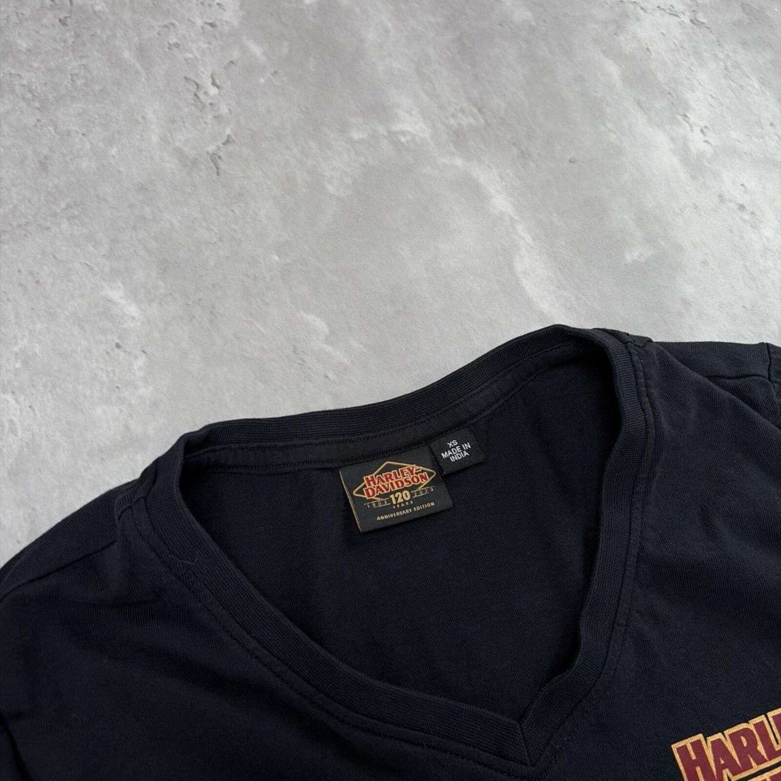 Harley Davidson Y2K Black Harley Davidson 120th Anniversary Biker T-Shirt Size XS / US 0-2 / IT 36-38 - 6 Thumbnail