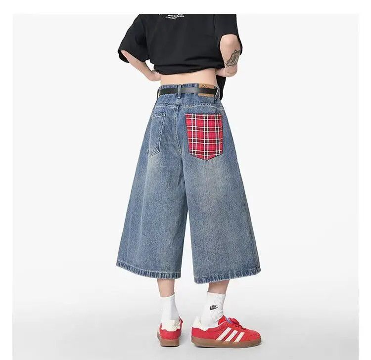 Japanese Brand Retro checkered wide leg denim shorts Size US 32 / EU 48 - 5 Thumbnail