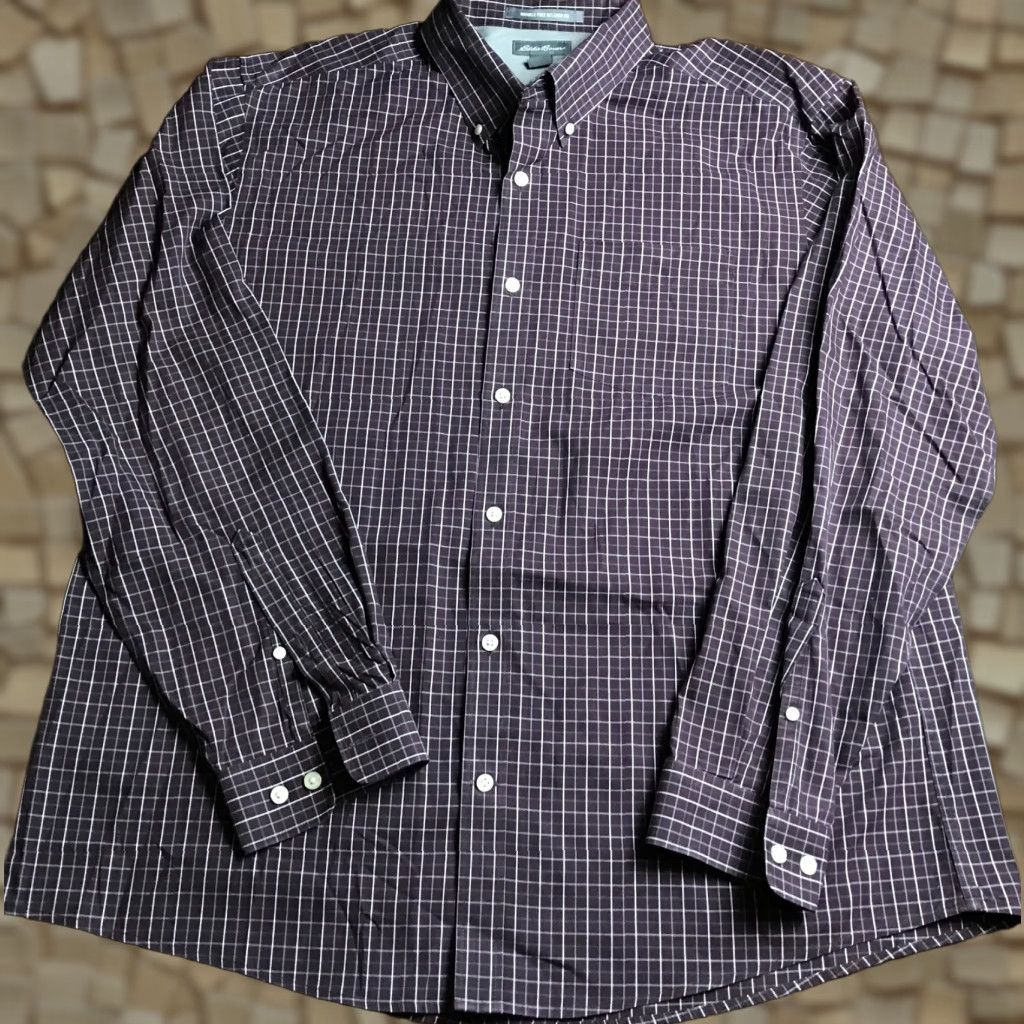 Eddie Bauer Eddie Bauer Shirt Men's XL Purple Gray Wrinkle Free Relaxed Fit Button Up Long Sleeve Cotton Size US XL / EU 56 / 4 - 1 Thumbnail