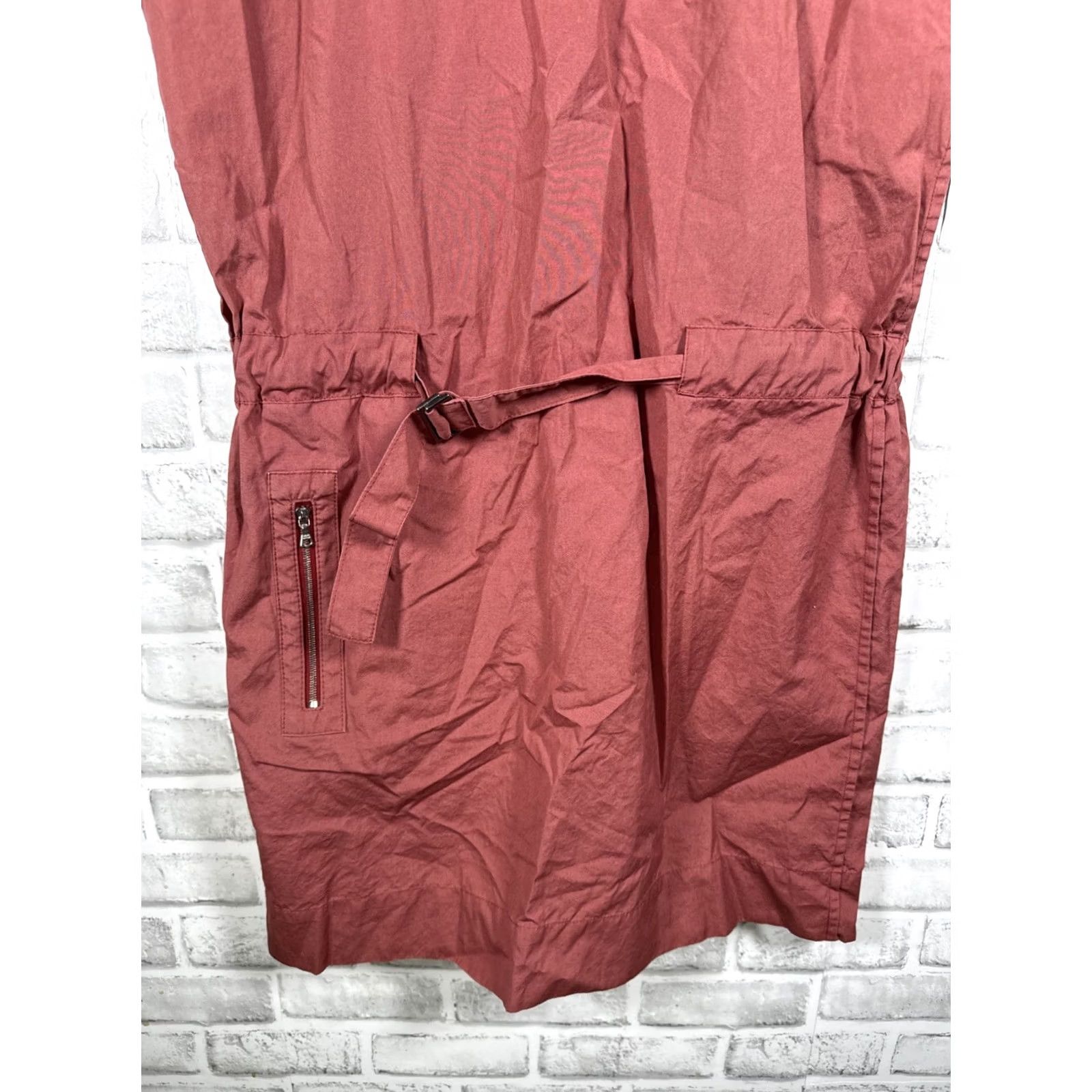Vintage VINTAGE Hugo Boss Women's Dress Shirt Dress Women’s Medium Rust Red Short Sleeve Drawstring Waist Size 32" / US 10 / IT 46 - 4 Thumbnail