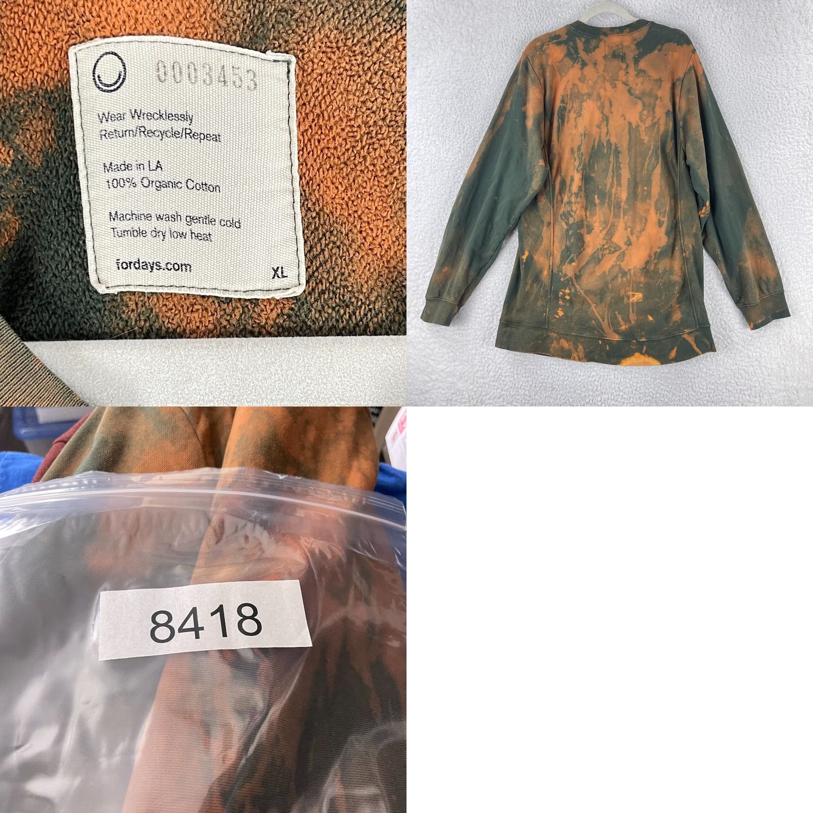 Vintage For Days Green Pullover Sweater Womens XL Crew Neck Long Sleeve Orange Tie-Dye Knit Pullover Size XL / US 12-14 / IT 48-50 - 8 Thumbnail