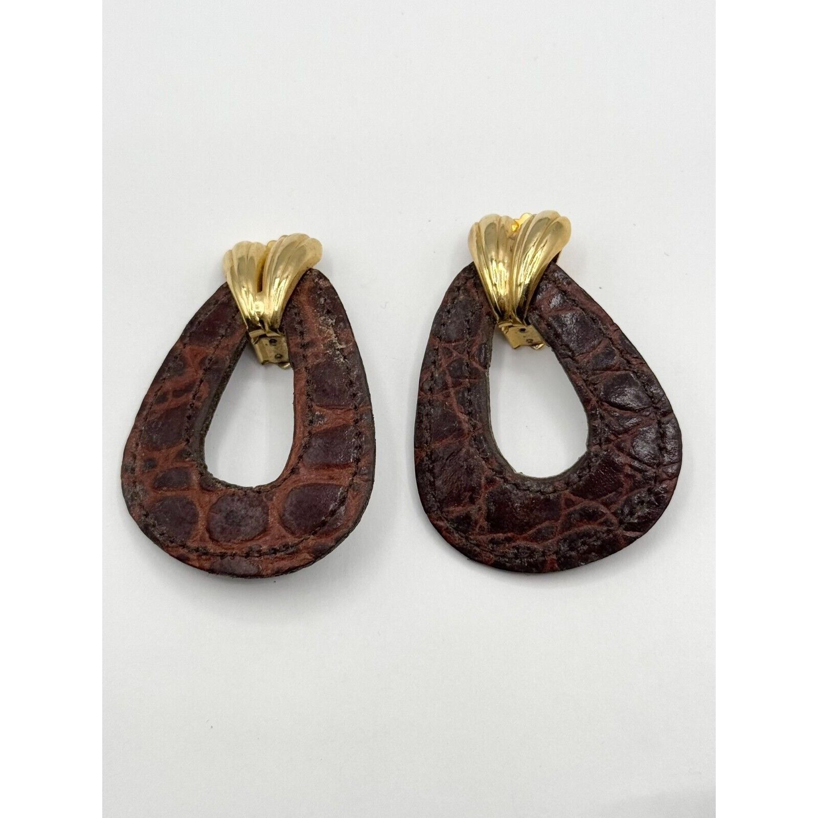 Vintage Vintage 80s leather dangle drop earrings Size ONE SIZE - 2 Thumbnail
