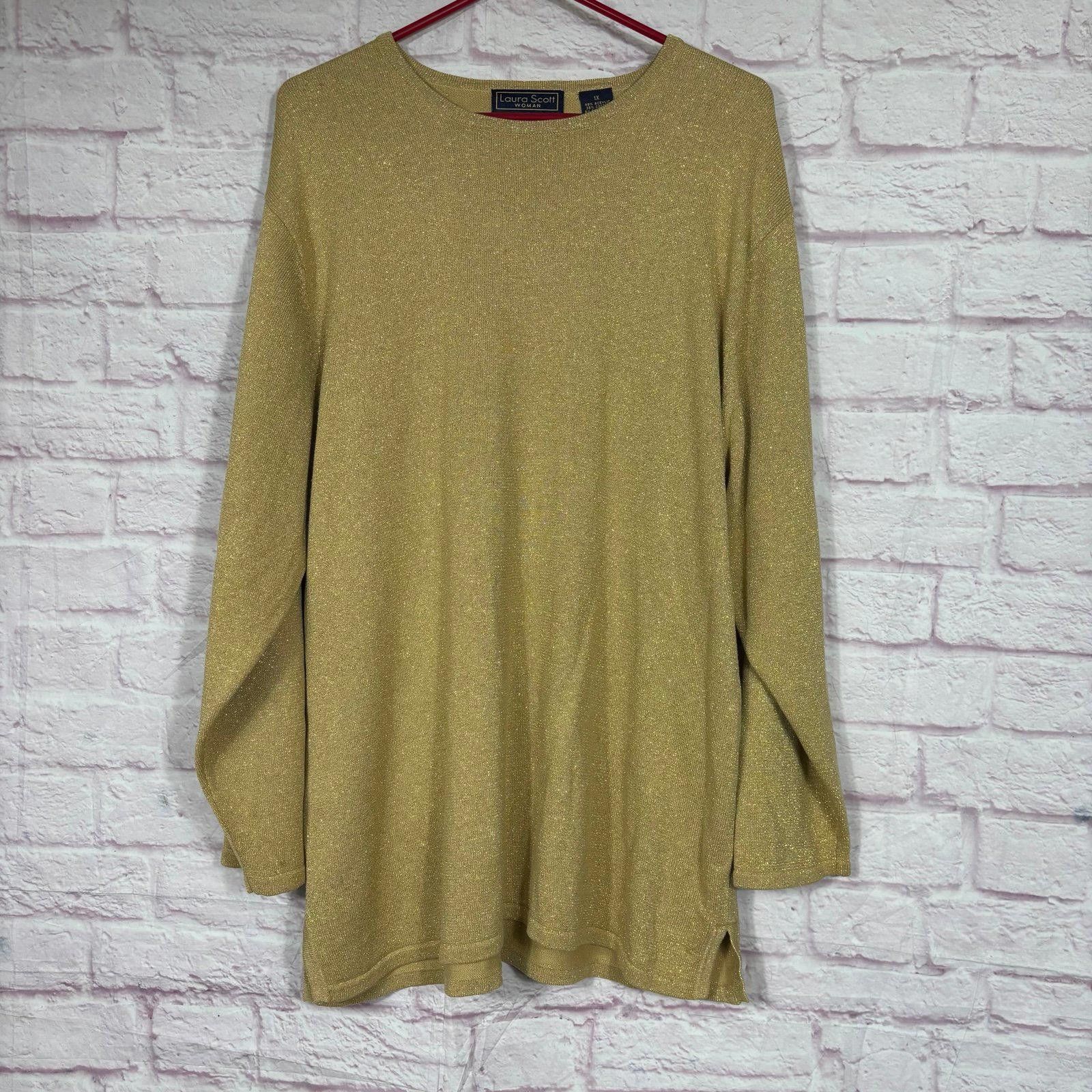 Other Laura Scott Women's Gold Shimmer Sweater - Size 1X Size XL / US 12-14 / IT 48-50 - 1 Thumbnail