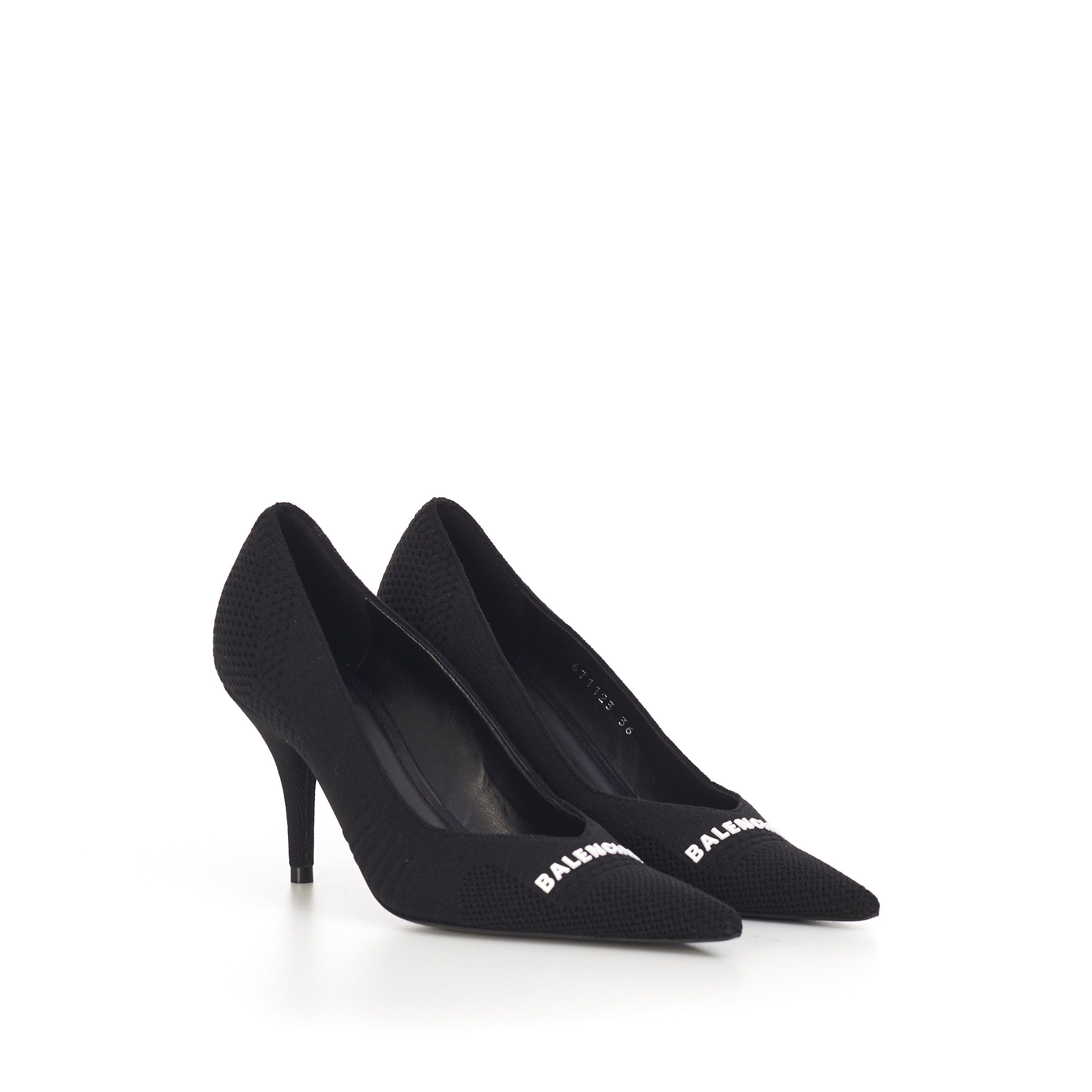 Balenciaga Knife Pumps In Black Textured Knit with Balenciaga logo Size US 6 / IT 36 - 1 Thumbnail