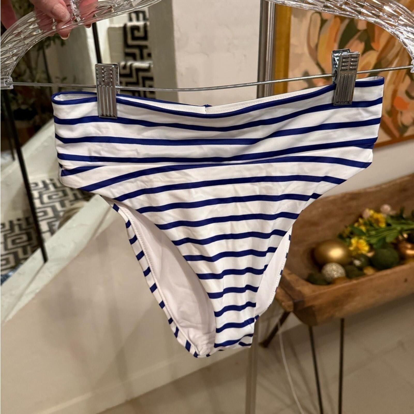 Sebastein Meunier MeUndies Blue White High Rise High Cut Bikini Bottom S Size ONE SIZE - 3 Thumbnail