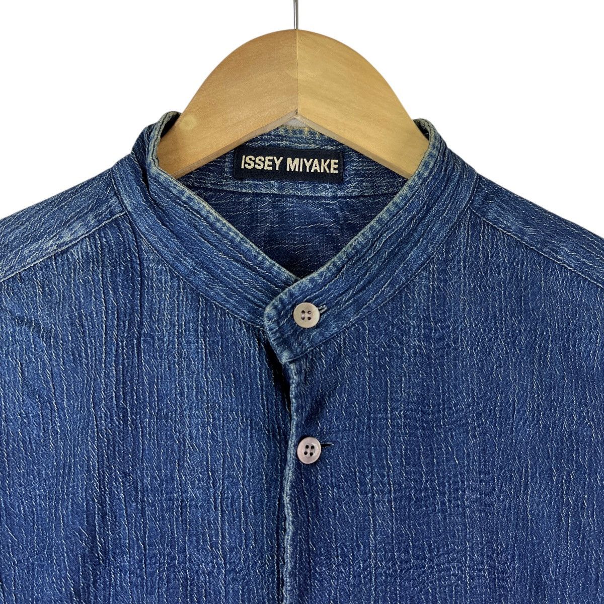 Issey Miyake 90s Issey Miyake Indigo Shirt Oversized Jacket Colar Less Size US L / EU 52-54 / 3 - 9 Thumbnail