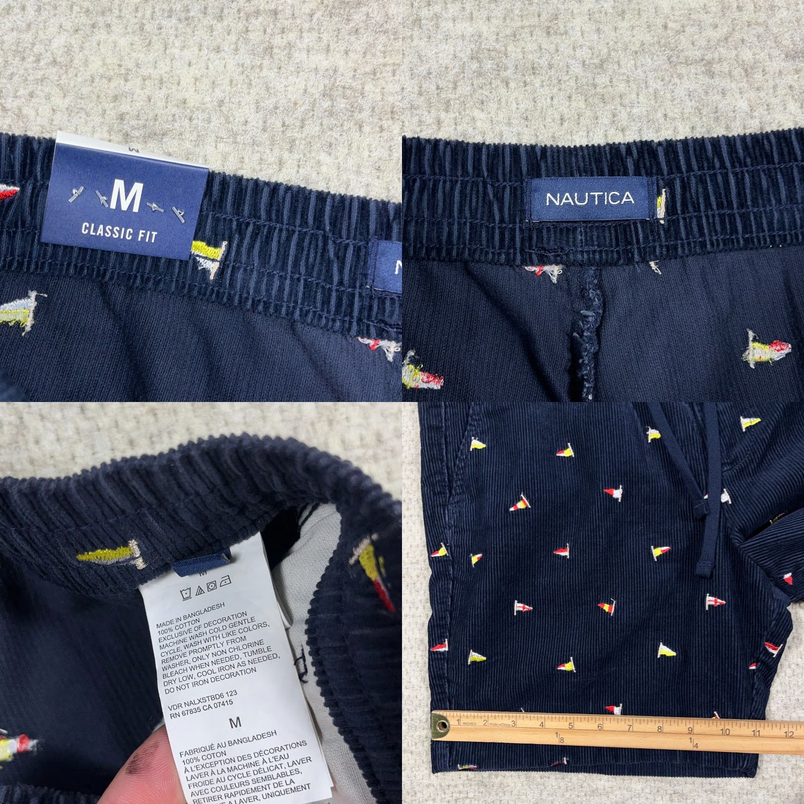 Nautica Nautica Corduroy Shorts Men Medium Navy Blue Sail Boat AOP Preppy Beach Boat NEW Size US 31 - 8 Thumbnail