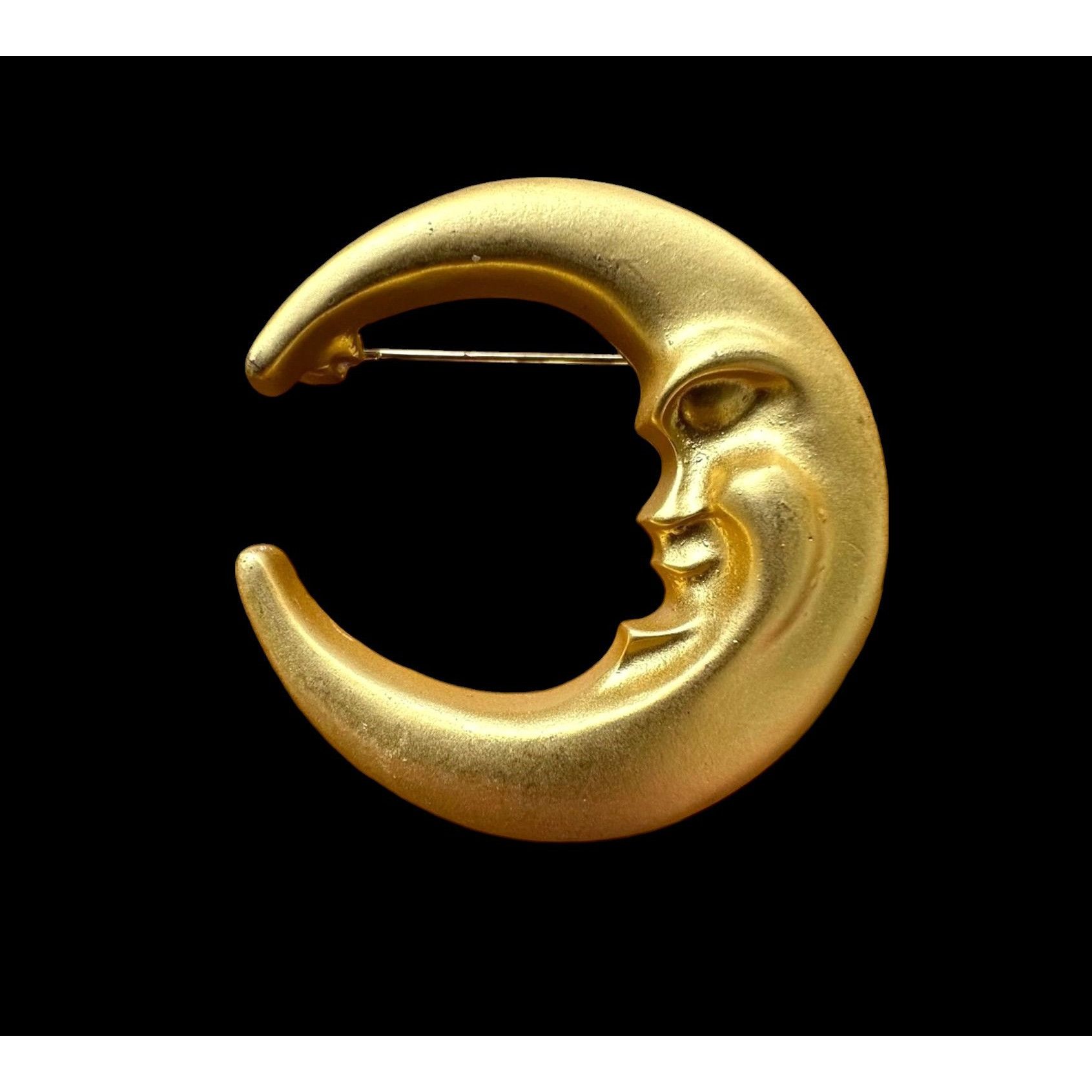 Handmade Crescent Moon Brooch Pin New Matte Gold Celestial Planet Ast Size ONE SIZE - 8 Thumbnail