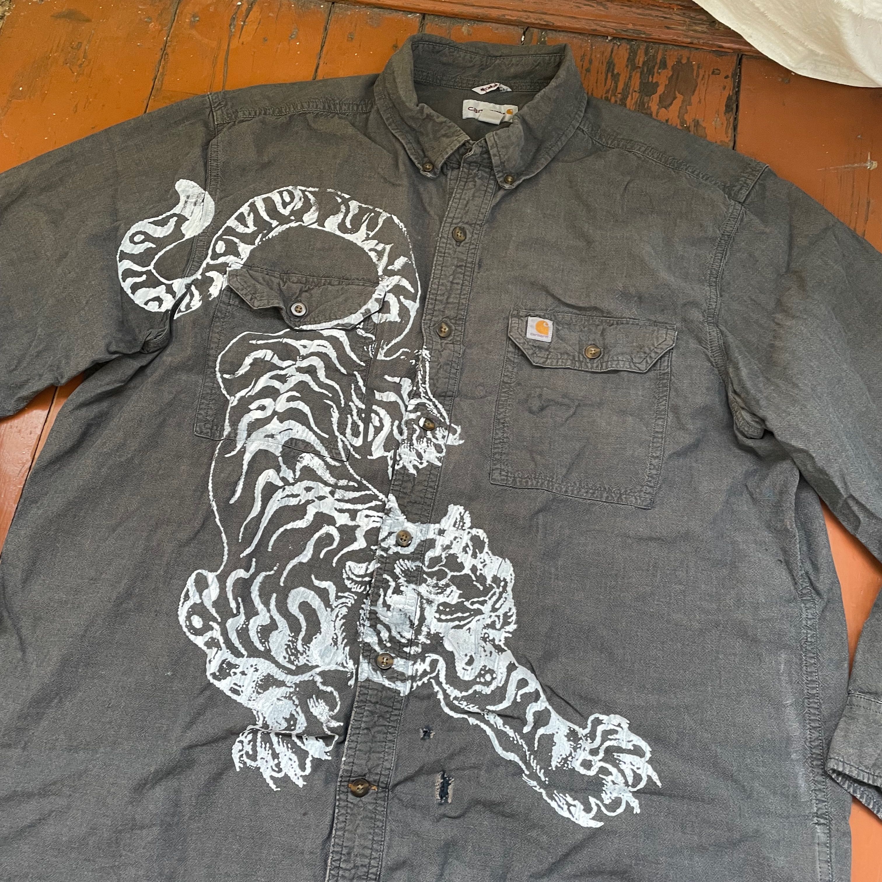 Carhartt Custom Carhartt shirt tiger animal print y2k opium faded Size US XL / EU 56 / 4 - 5 Thumbnail