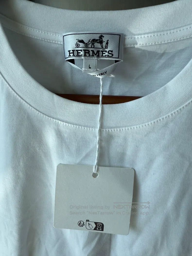 Hermes Hermes Leather detail cotton T-shirt, white, 100% cotton Size US L / EU 52-54 / 3 - 3 Thumbnail