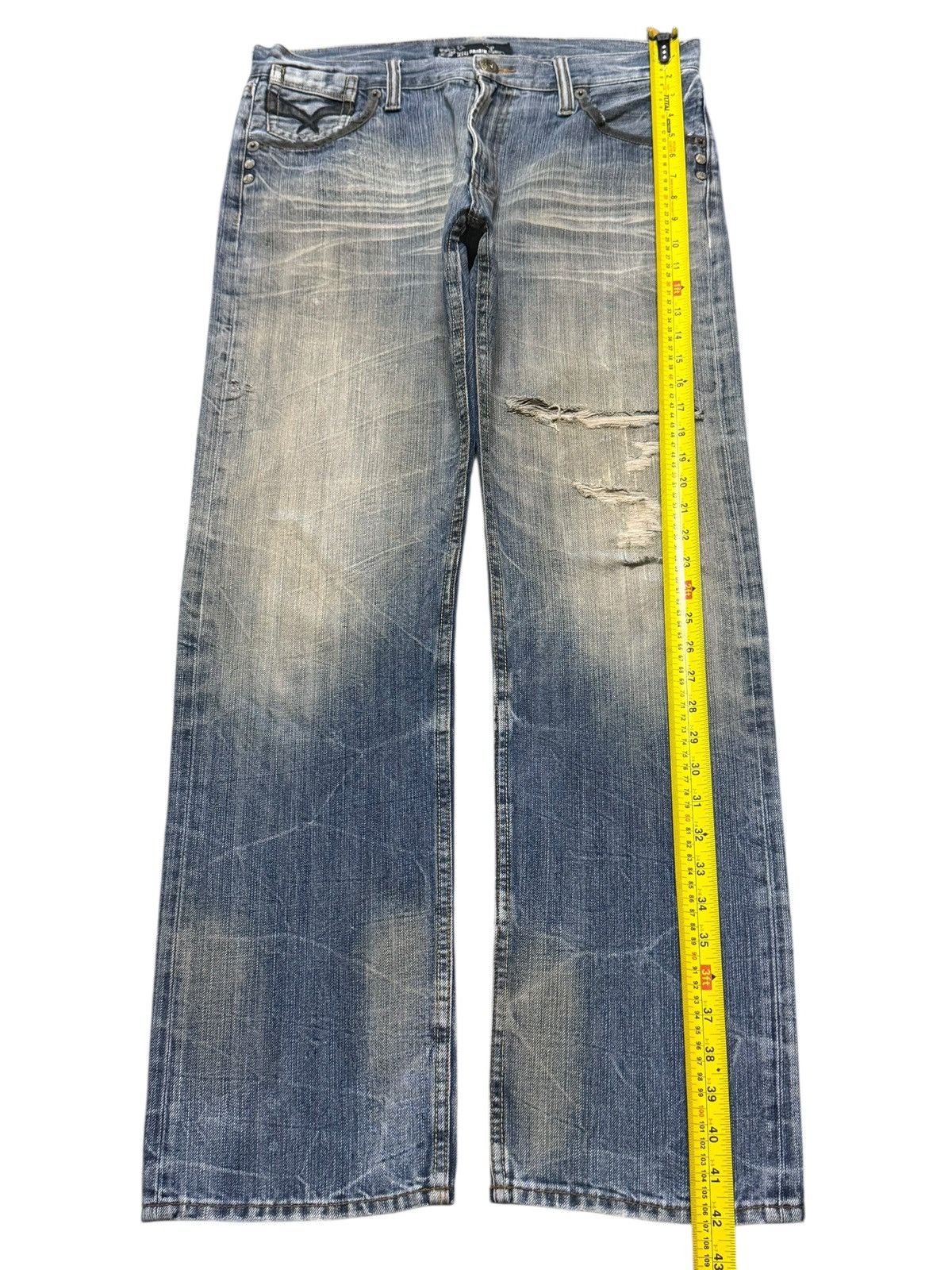 If Six Was Nine Vintage Japanese Brand Mud Wash Faded Distress Straight Leg Size US 34 / EU 50 - 12 Thumbnail