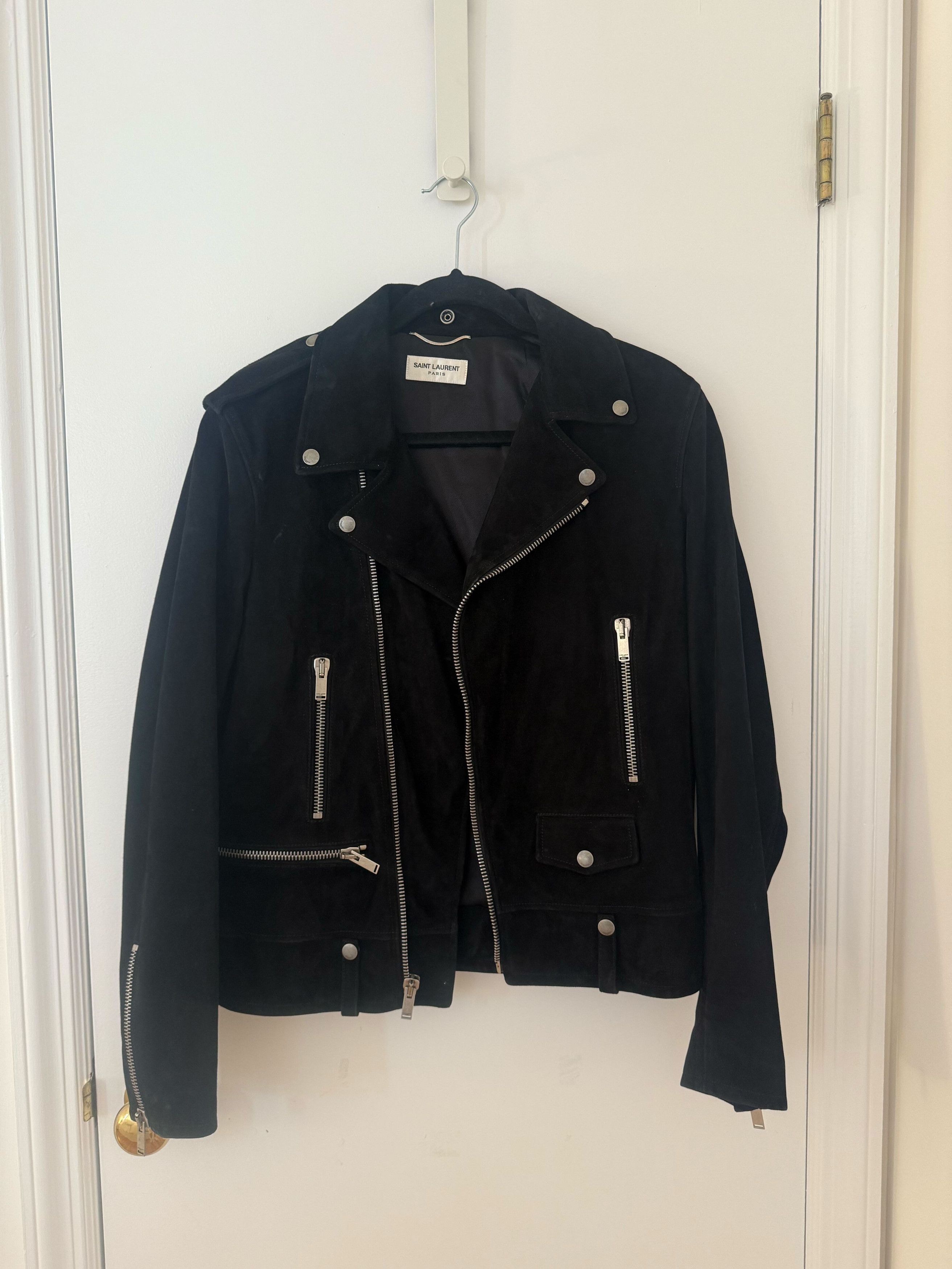 Saint Laurent Mens Suede Biker Jacket Size 50