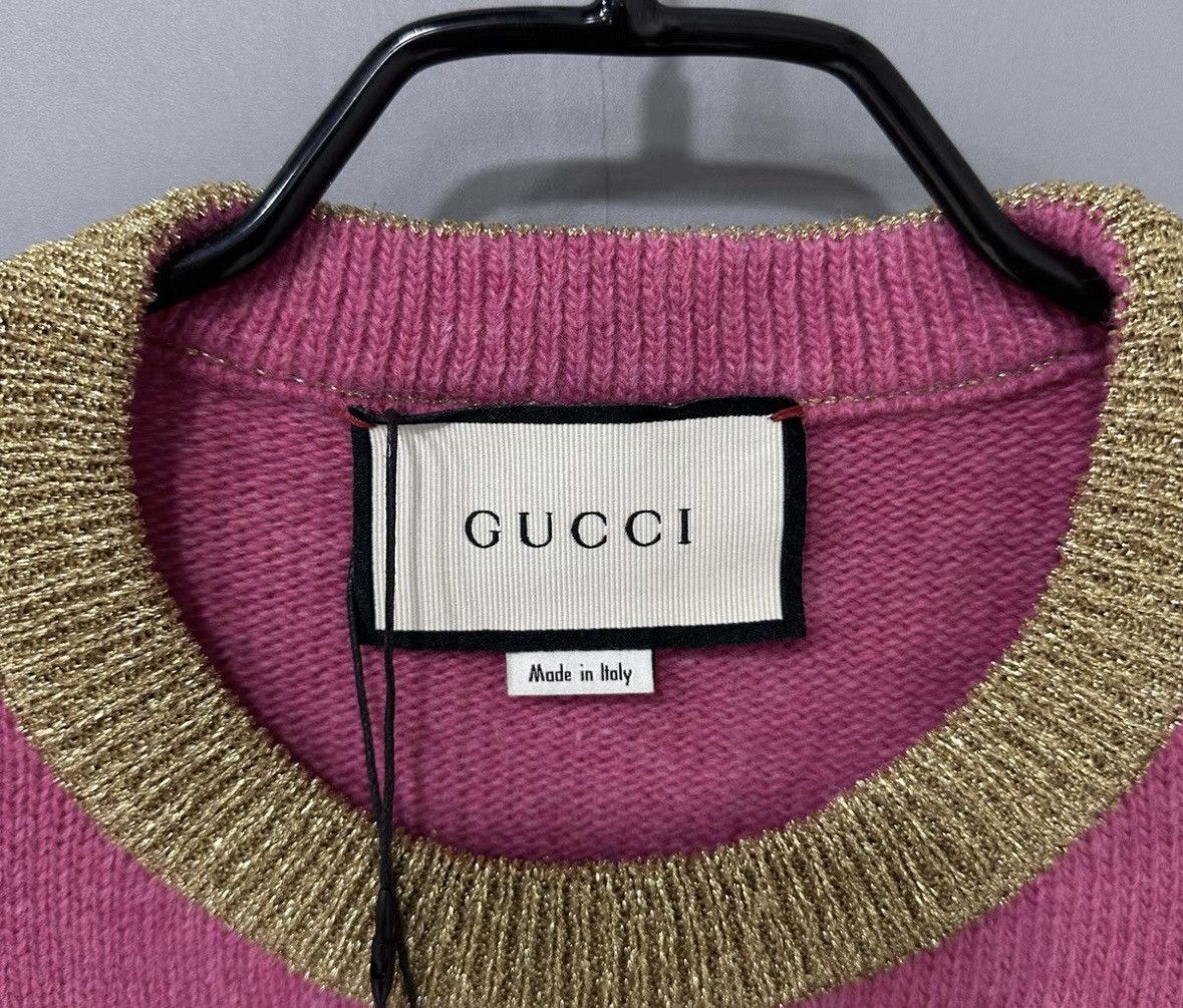 Gucci Pink Cat Embroidered Wool Long Sleeve Sweater-2505 Size S / US 4 / IT 40 - 5 Thumbnail