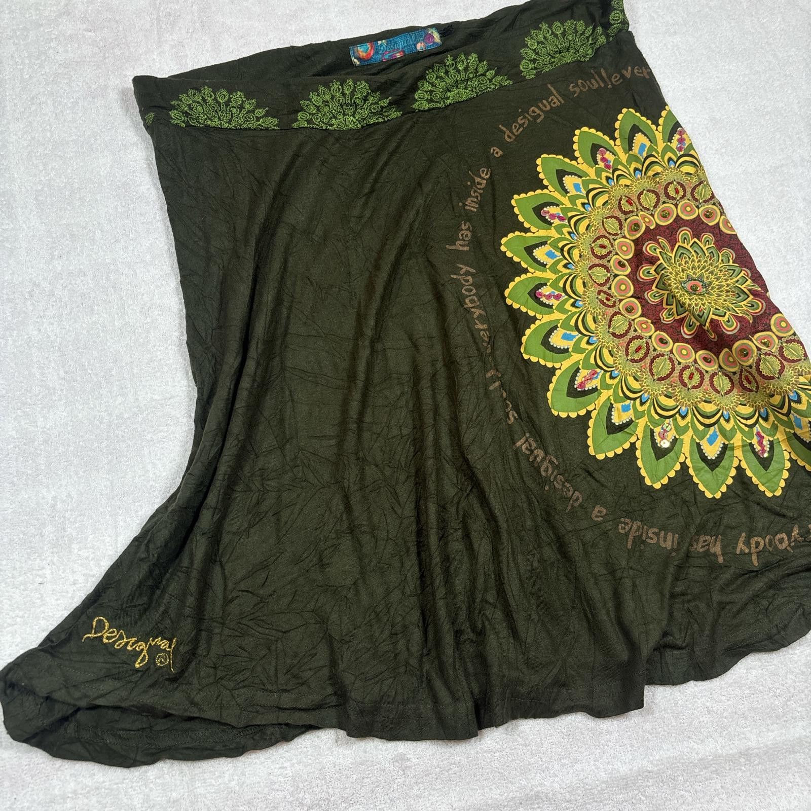 Desigual vintage green desigual floral midi skirt Size 40" / US 18 - 3 Thumbnail