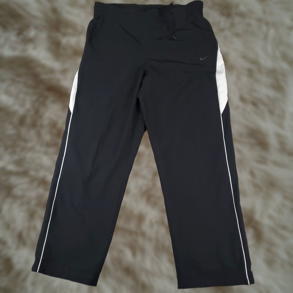Nike Nike Pants Mens Large Black Baggy Ankle Zip Track Sweatpants Windbreaker Size US 33 - 1 Thumbnail