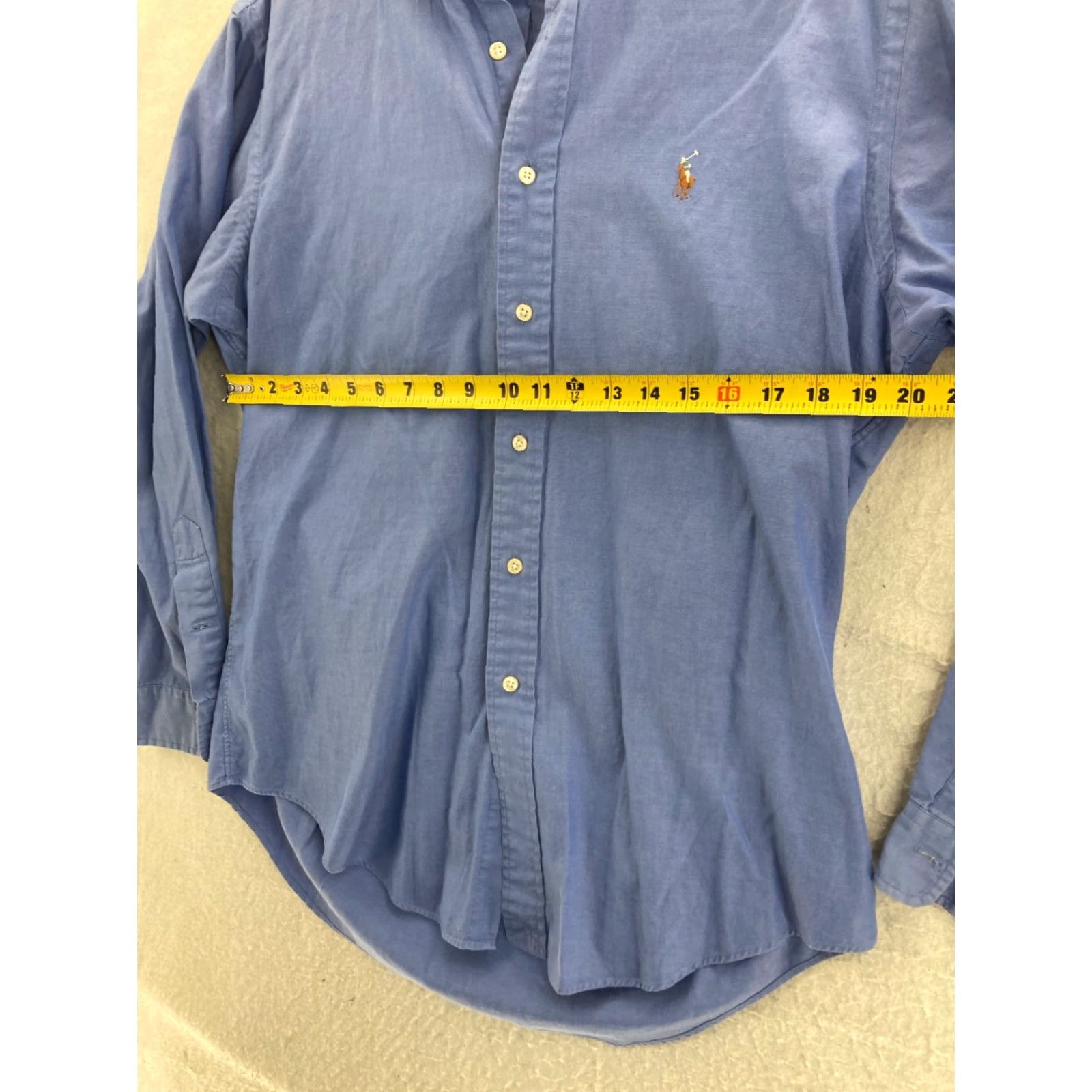 Ralph Lauren Ralph Lauren Shirt Mens 15.5-34 Long Sleeve Button Up Blue Solid Button Logo Collared Vintage? Size US L / EU 52-54 / 3 - 2 Thumbnail