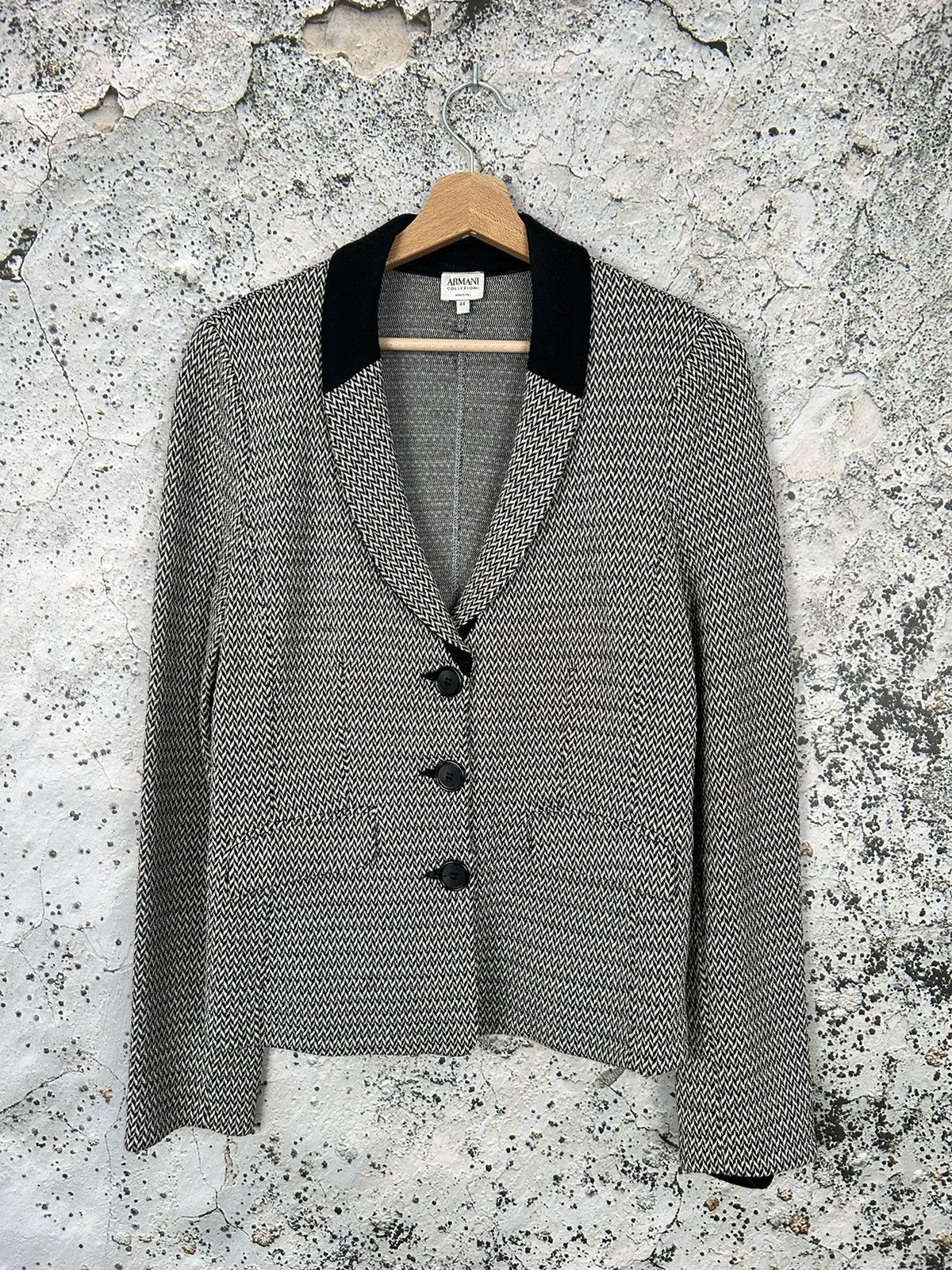 Armani Collezioni Armani Callezioni 44 Black Grey Blazer Designer Luxury Size XL / US 12-14 / IT 48-50 - 1 Thumbnail