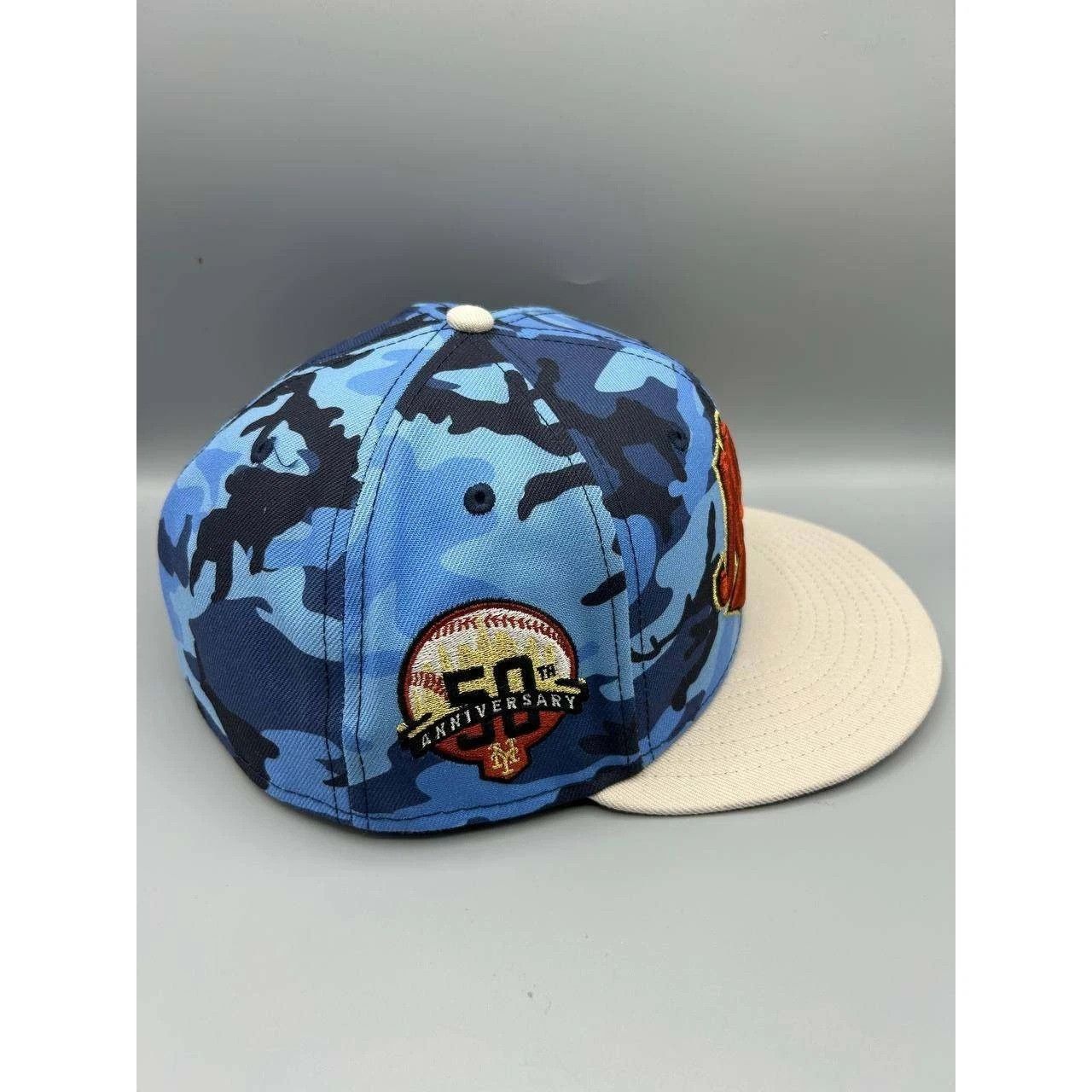 New Era New York Mets Hat Men 7 3/4 Blue Camo MLB Fitted Cap Size ONE SIZE - 7 Thumbnail