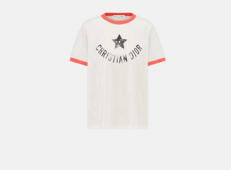 Dior o1w1db10925 443T27 Dioriviera T-Shirt in Ecru/Coral Size XS / US 0-2 / IT 36-38 - 1 Thumbnail