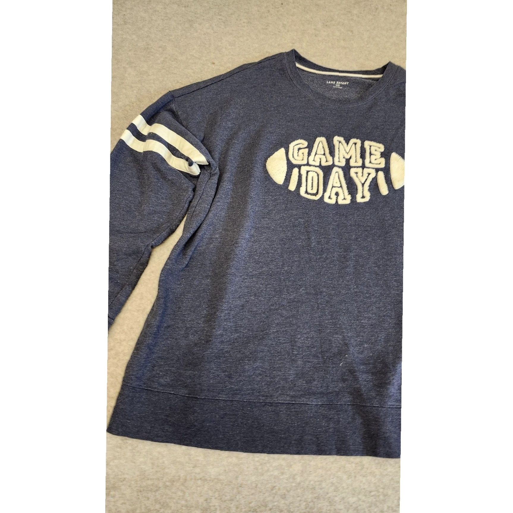 Vintage Lane Bryant Sweatshirt Womens 2X Blue Game Day Chenille Football Pullover Crew Neck Long Sleeve Plus Size Sports Graphic Print Size XXL / US 16-18 / IT 52-54 - 5 Thumbnail