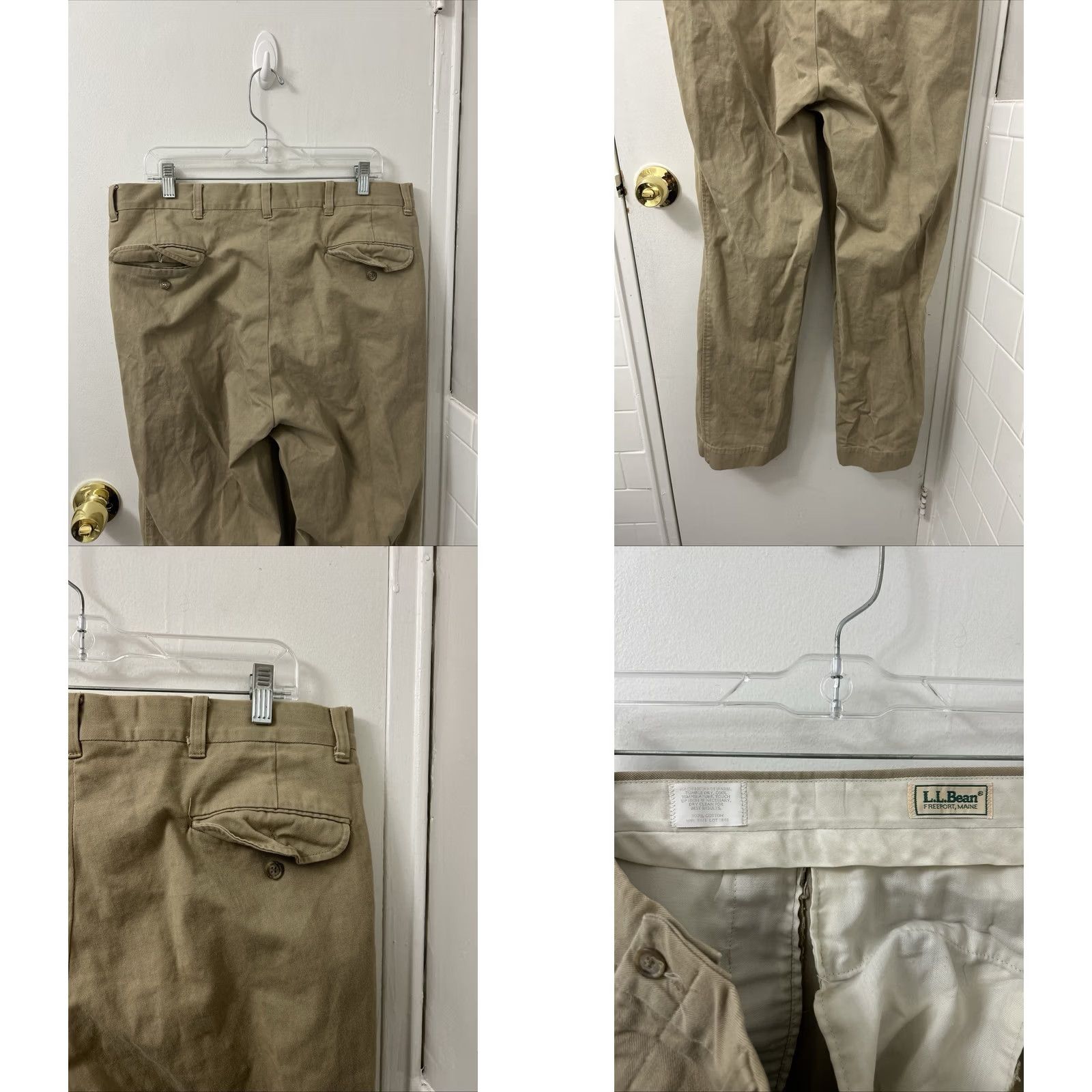Vintage VINTAGE LL Bean Chino Pants Mens 36x31 Tan Beige Cotton Pleated Straight Leg Trousers Pants Mens Regular 36 White? Size US 36 / EU 52 - 8 Thumbnail