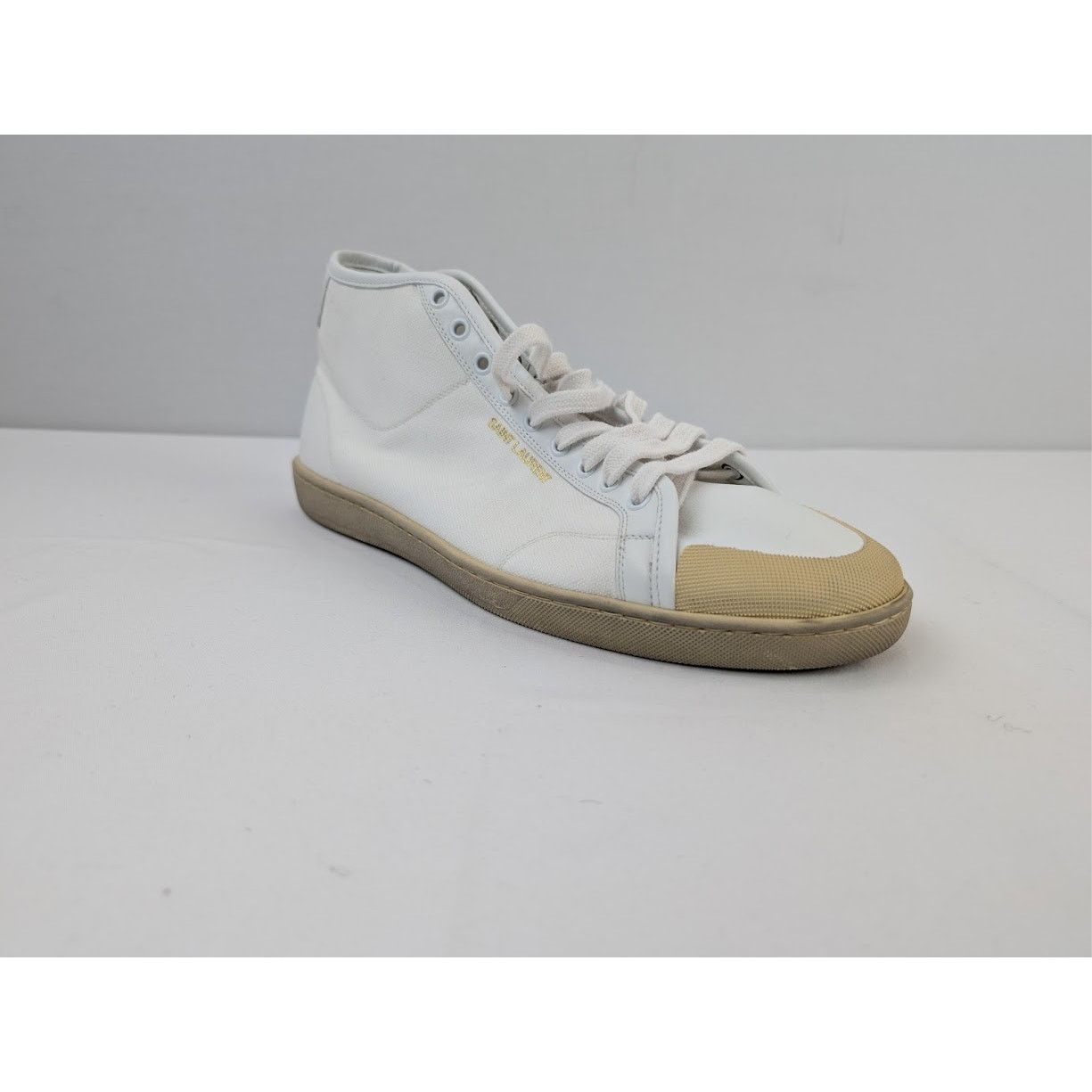 Saint Laurent Paris o1rshd1 Mid-Top Sneakers in Off-White Size US 12 / EU 45 - 1 Thumbnail