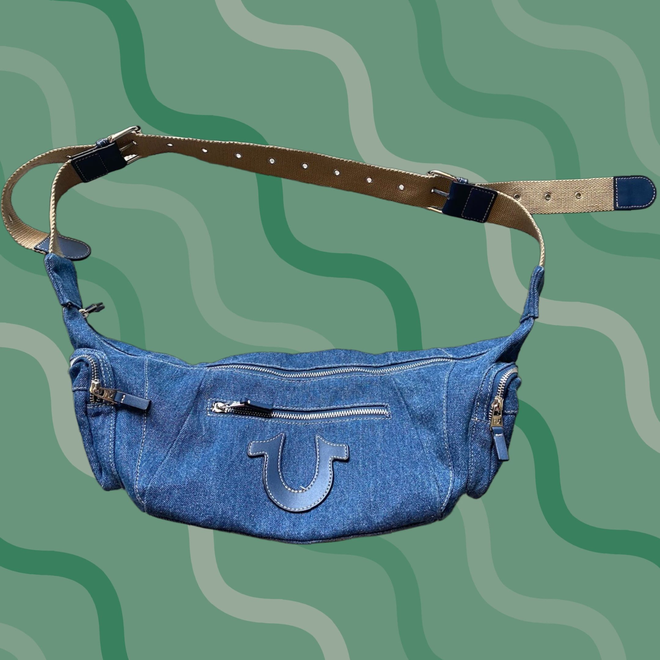 True Religion True Religion Slouchy Hobo Purse Bag Women’s Bag Women’s Blue Exterior Cotton Polyester Vintage? Size ONE SIZE - 1 Thumbnail