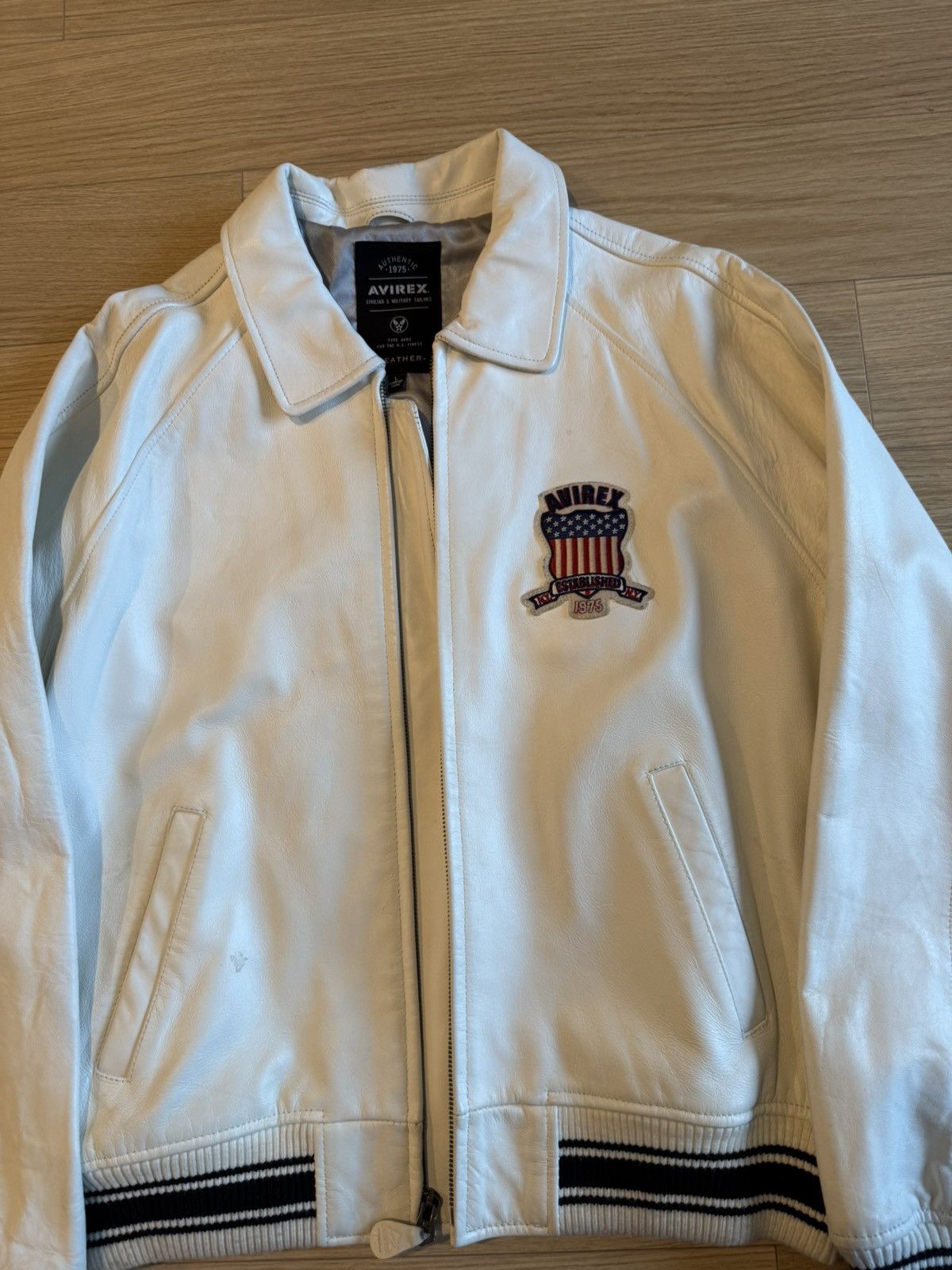 Avirex Avirex White Leather Jacket Size US L / EU 52-54 / 3 - 2 Thumbnail