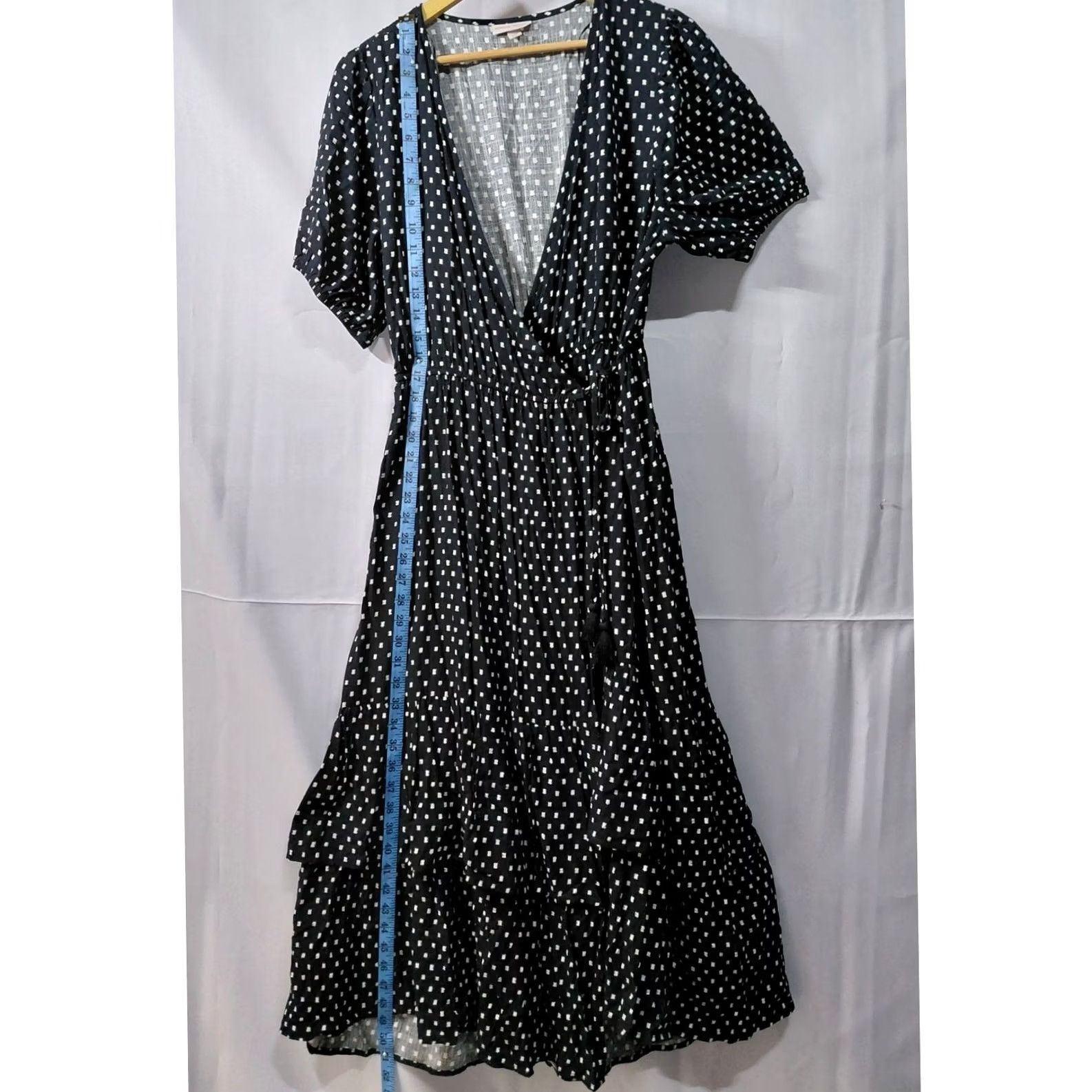 Vintage Knox Rose Black Polka Dot Maxi Dress V-Neck Sleeve Women IP9 Size L / US 10 / IT 46 - 4 Thumbnail