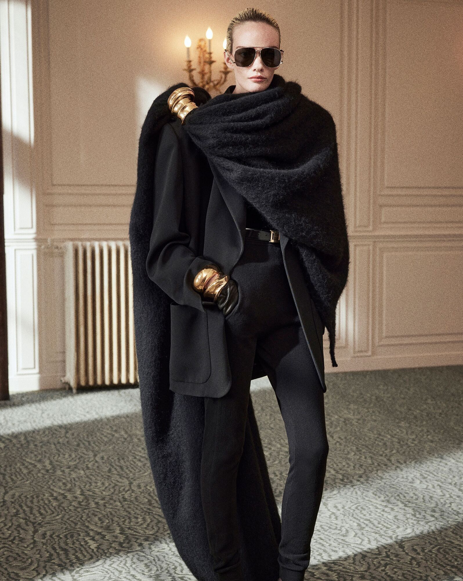 Saint Laurent Paris o1s1wg111224 Size: OS / Extra-Long Scarf in Alpaca, Wool Size ONE SIZE - 2 Thumbnail