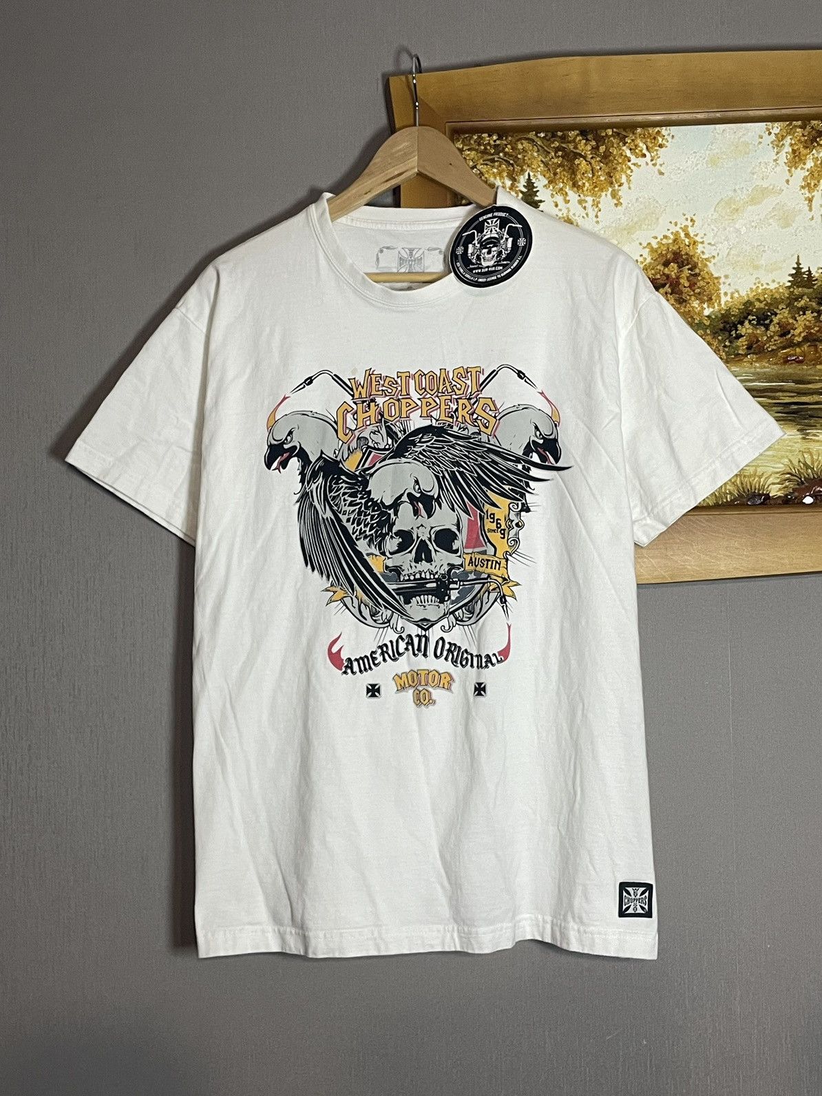 Vintage × West Coast Choppers West Coast Choppers Texas American Eagle Skull T-shirt Size US XL / EU 56 / 4 - 1 Thumbnail