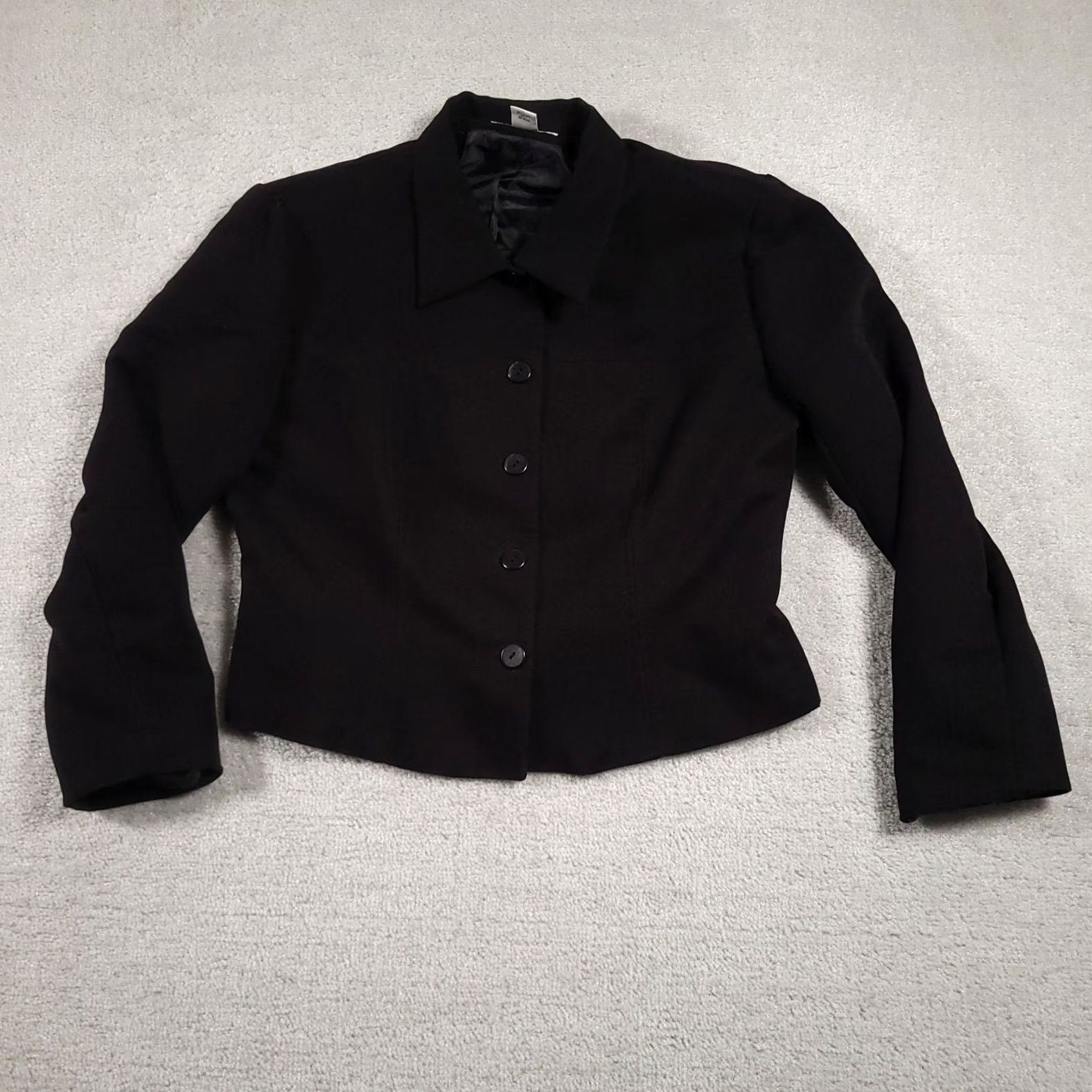 Croft & Barrow Croft & Barrow Blazer Jacket Women's 14P Petite Short Black Corduroy Brushed Button Shoulder Pads Classic Blazer Coat Urban 90s Style Mens? Size 36" / US 14 / IT 50 - 2 Thumbnail