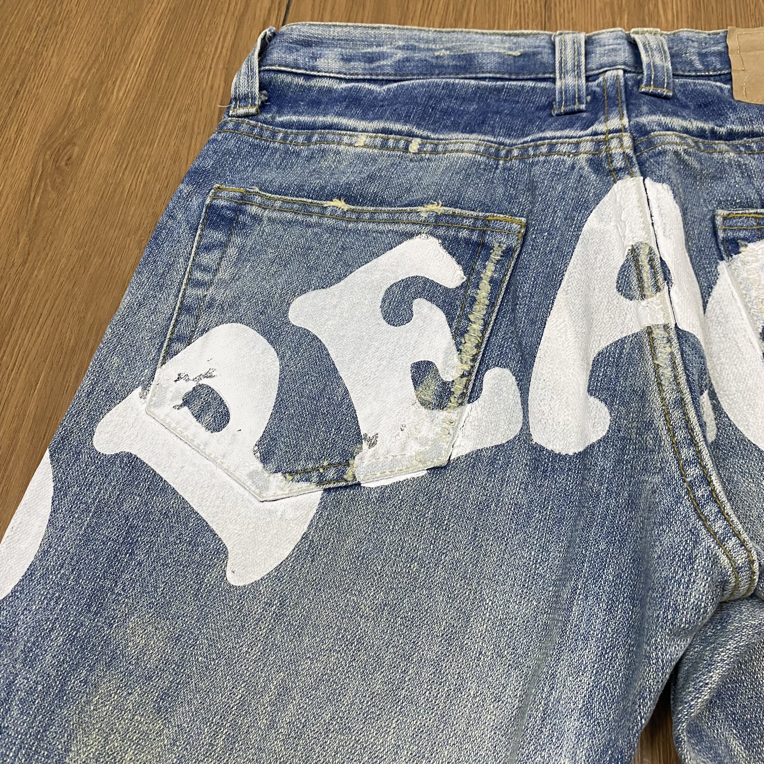 Japanese Brand × Vintage Vintage PEACE Jeans Painted Denim Distress CD151 Size US 31 - 11 Thumbnail