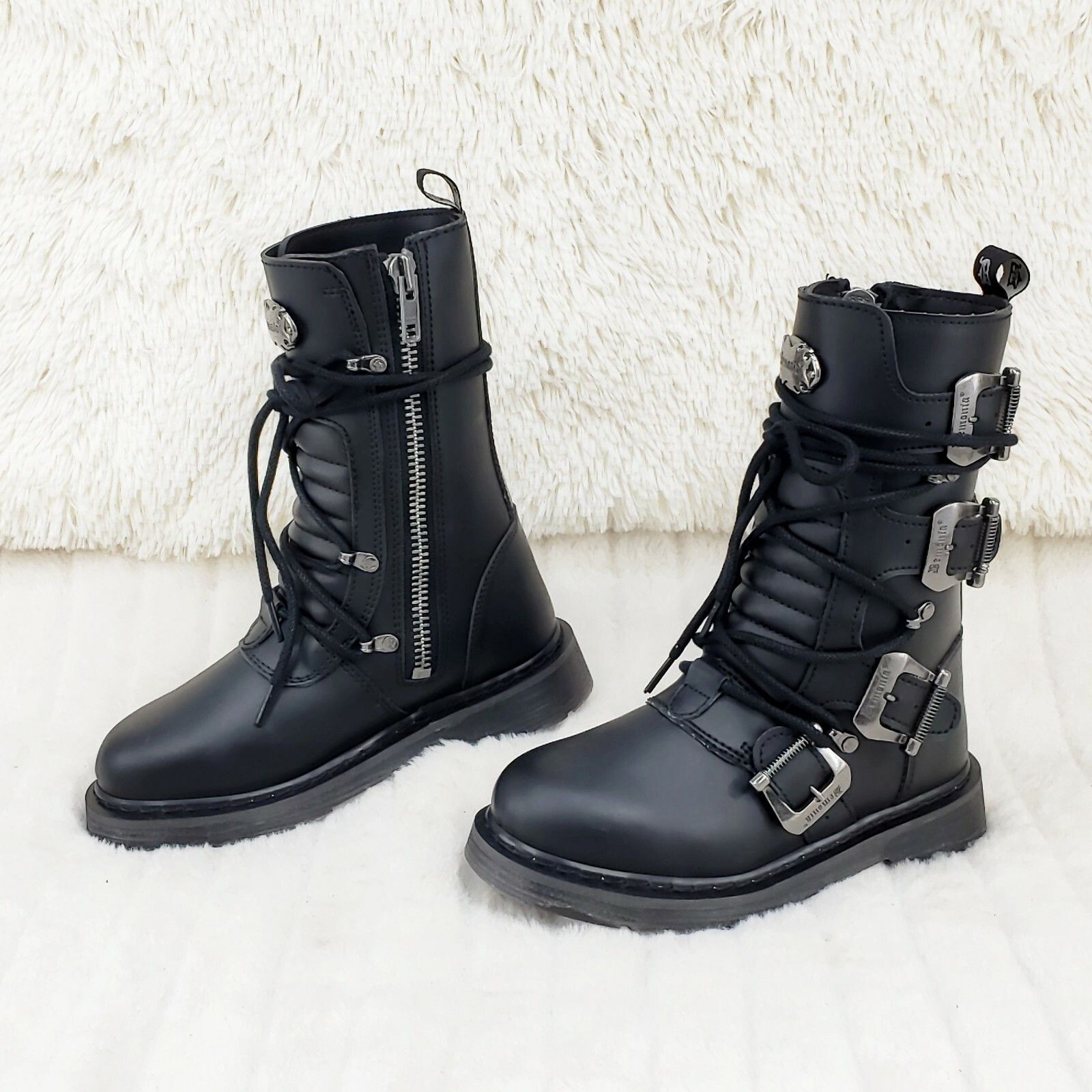 Other DEMONIA Bolt 265 Goth Combat Biker Ankle Boots Black Matte M Size US 13 / EU 46 - 2 Thumbnail
