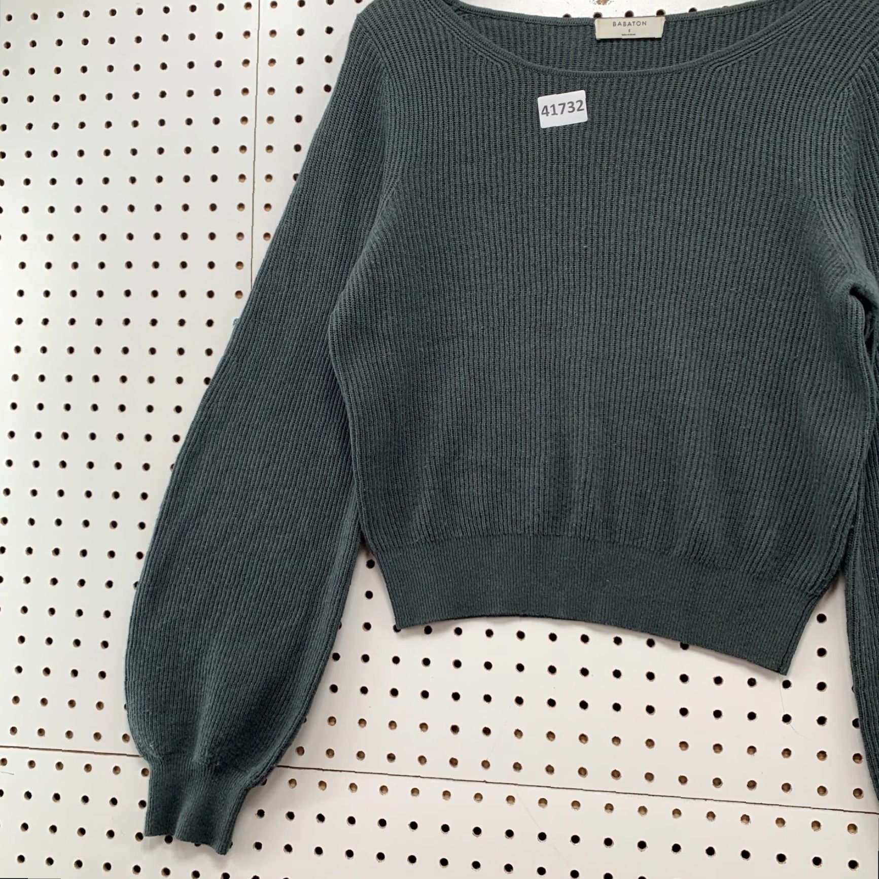 Vintage Babaton Wool Blend Knit Sweater Womens Small Gray Cropped Ribbed Long Sleeve Balloon Sleeve Size S / US 4 / IT 40 - 5 Thumbnail